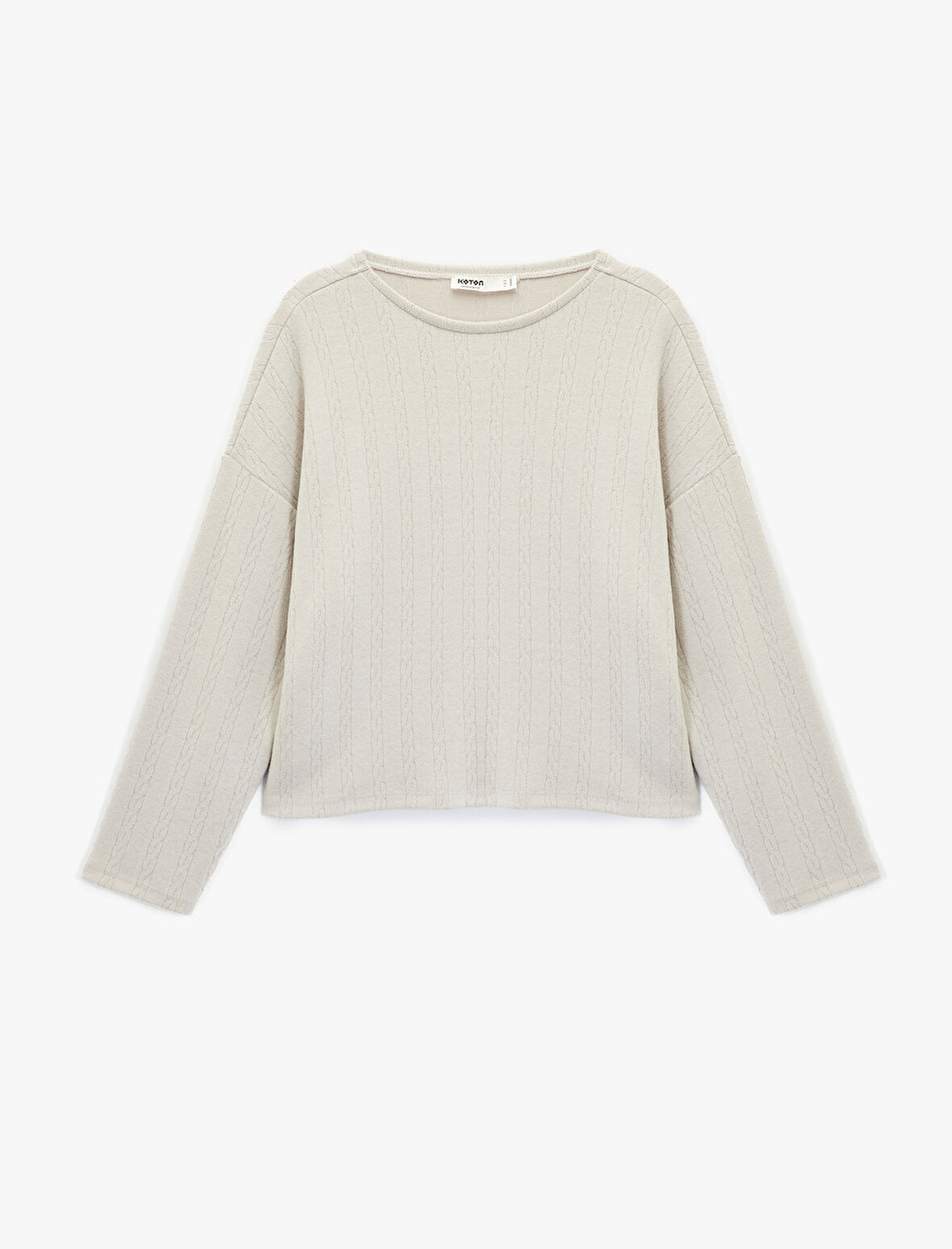 Bisiklet Yaka Rahat Kesim Uzun Kollu Pijama Üstü