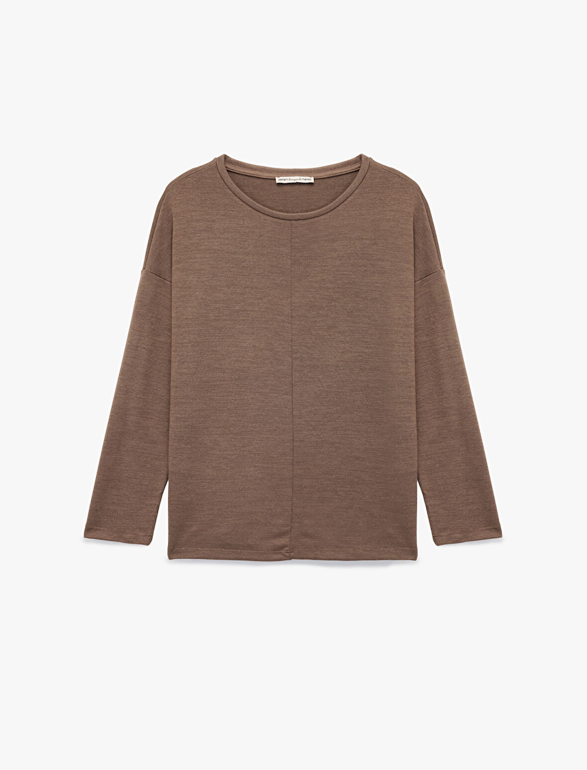 Rahat Kalıp Uzun Kollu Bisiklet Yaka Triko Pijama Üstü