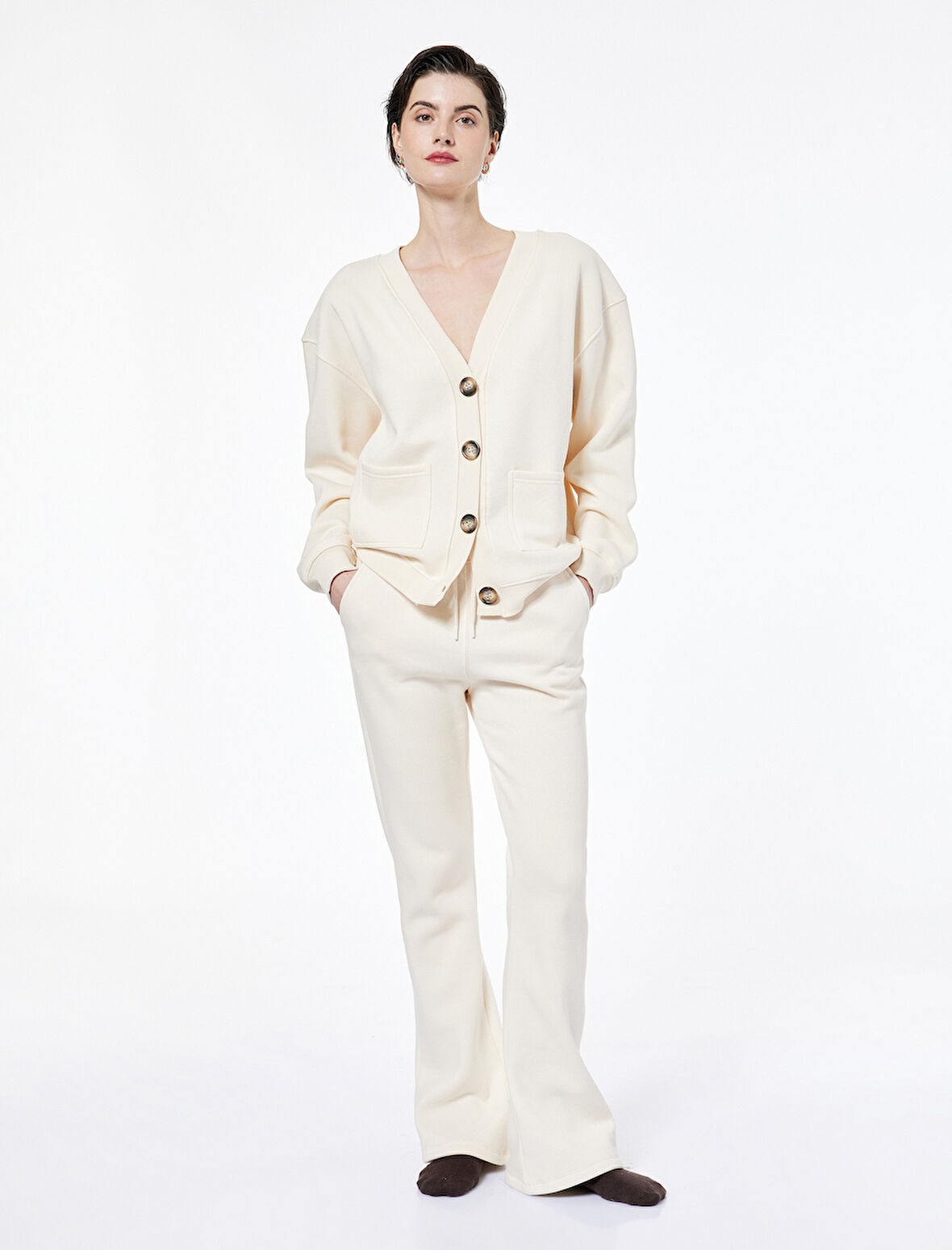 Rahat Kalıp Bağlama Detaylı Pamuk Karışımlı  Pijama Alt