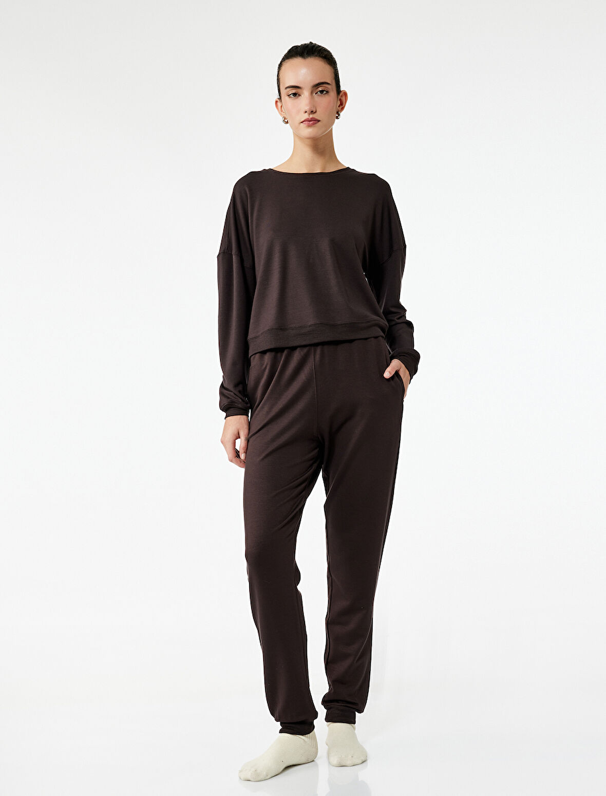 Modal Kumaş Slim Fit Cepli Jogger Pijama Altı