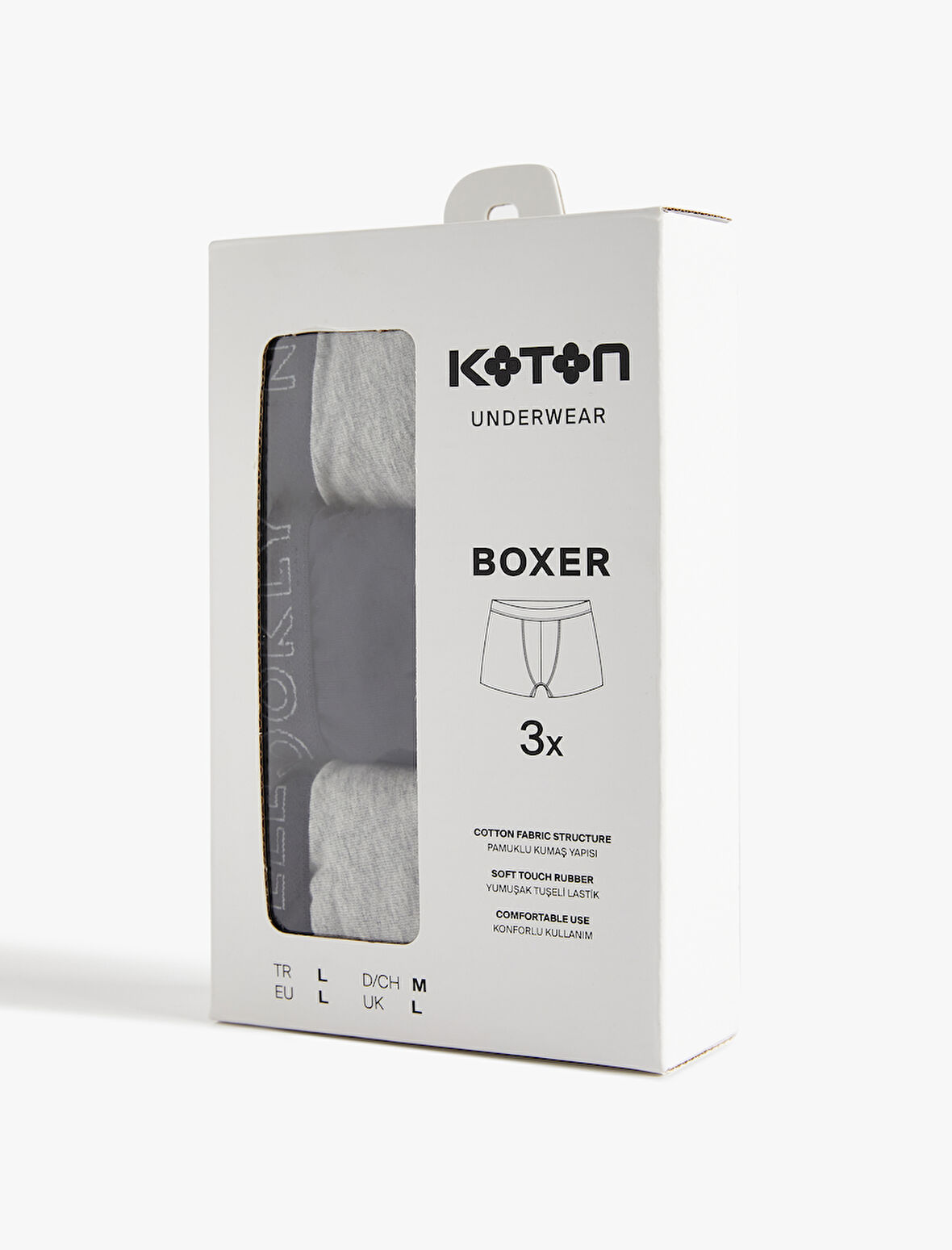 Baskılı Lastikli Basic Pamuklu 3'lü Boxer Seti