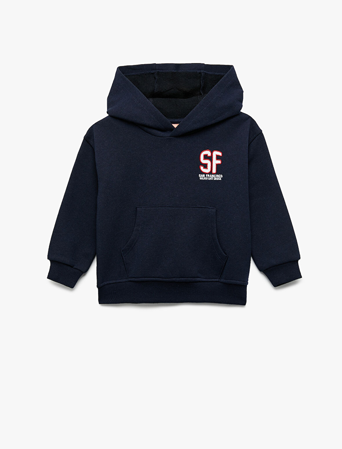 Şardonlu Uzun Kollu Kanguru Cepli Baskılı Kapüşonlu Sweatshirt