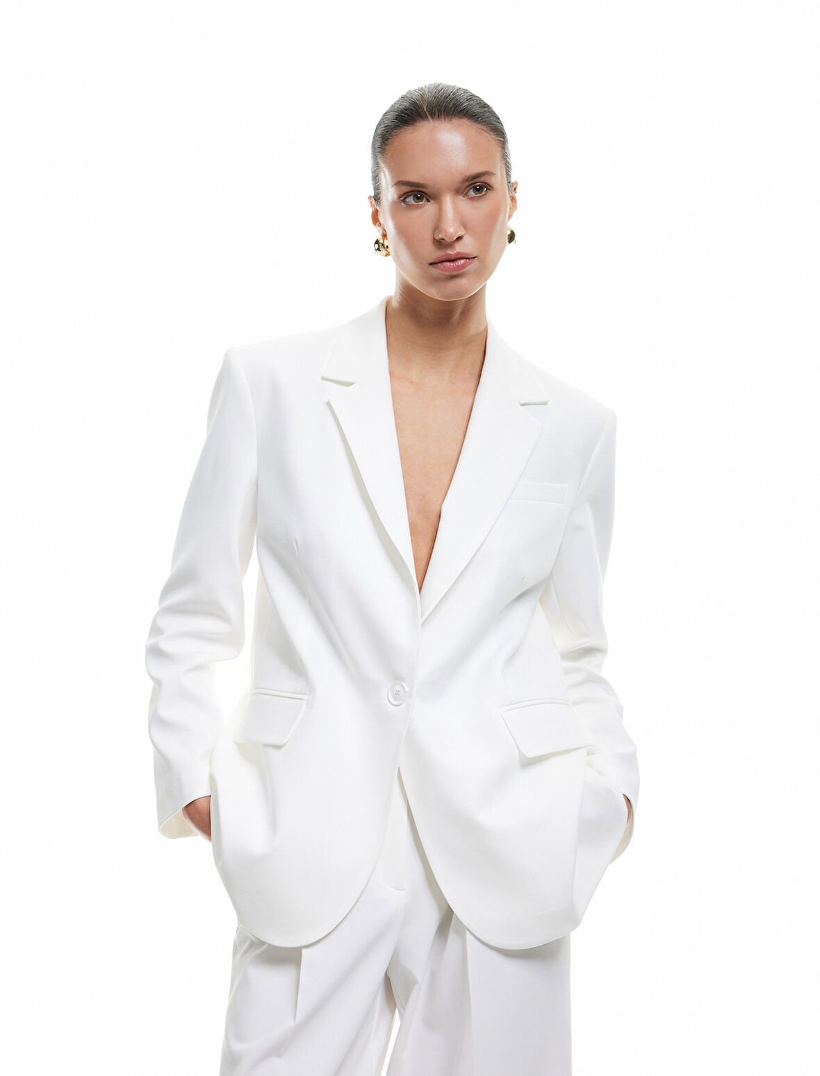 Cepli Uzun Kollu Kruvaze Blazer Ceket