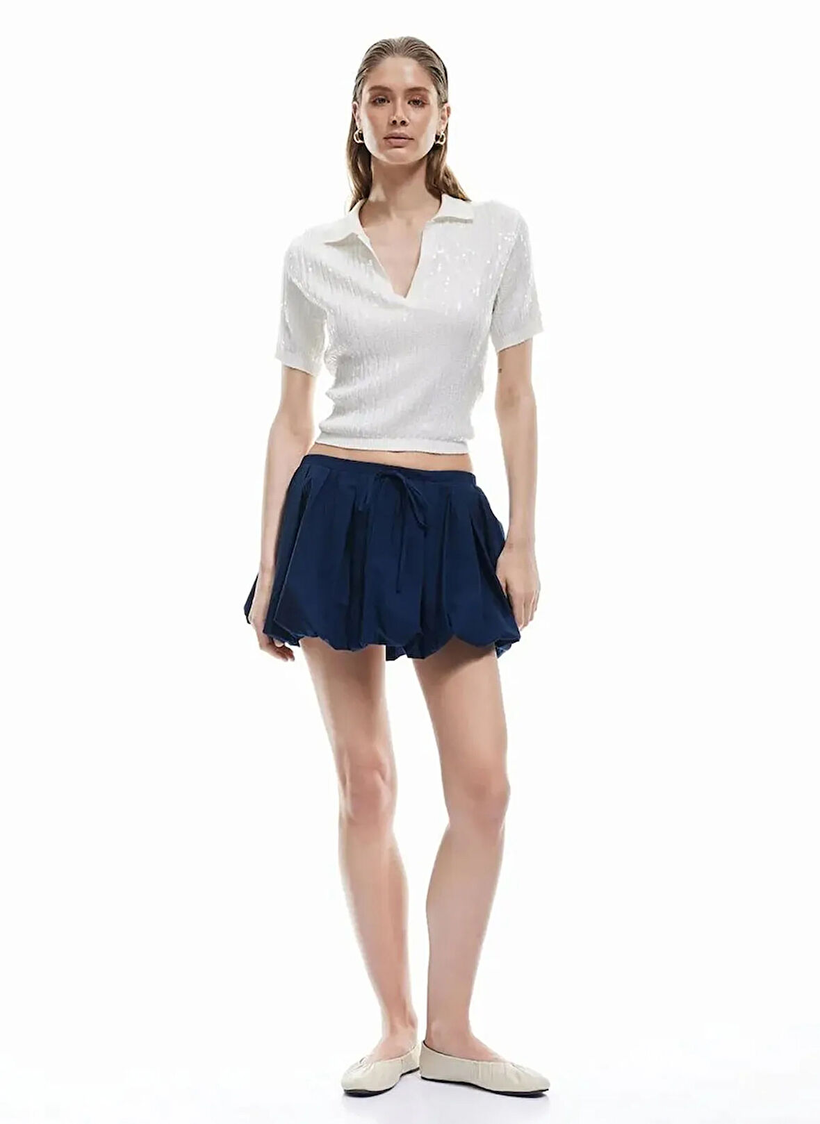 Koton x Sima Tarkan Lacivert Kadın Regular Fit Etek 5SAK70151PW