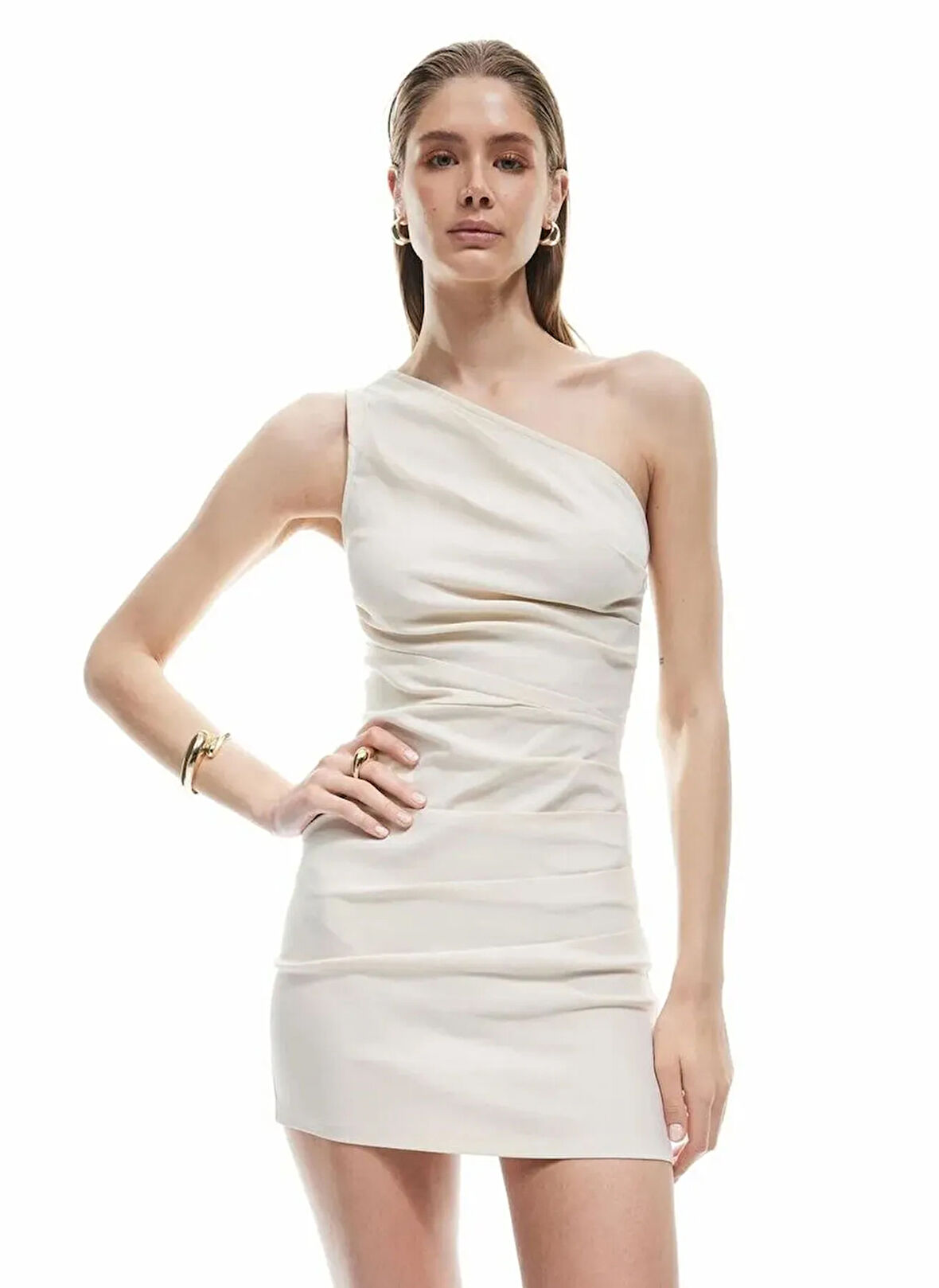 Koton Tek Omuz Yaka Taş Kadin Elbise 5SAK80168EW