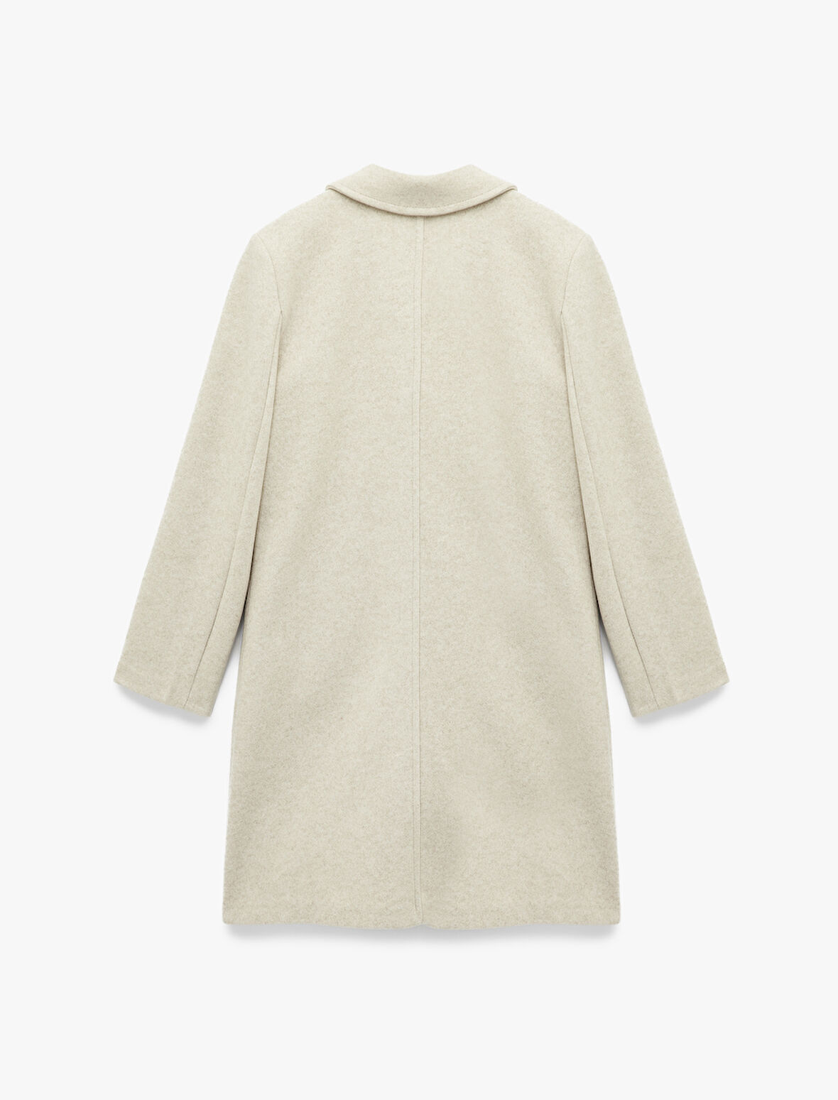 Uzun Kollu Düğmeli Cepli Kruvaze Uzun Kaşe Kaban