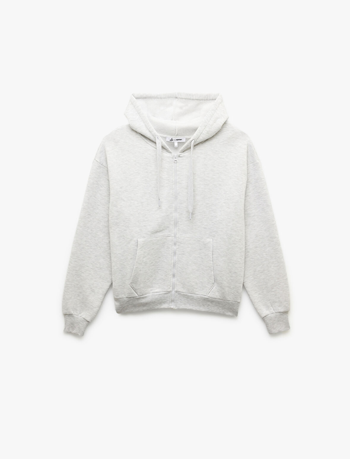 Şardonlu Uzun Kollu Kapüşonlu Kanguru Cepli Oversize Fermuarlı Sweatshirt