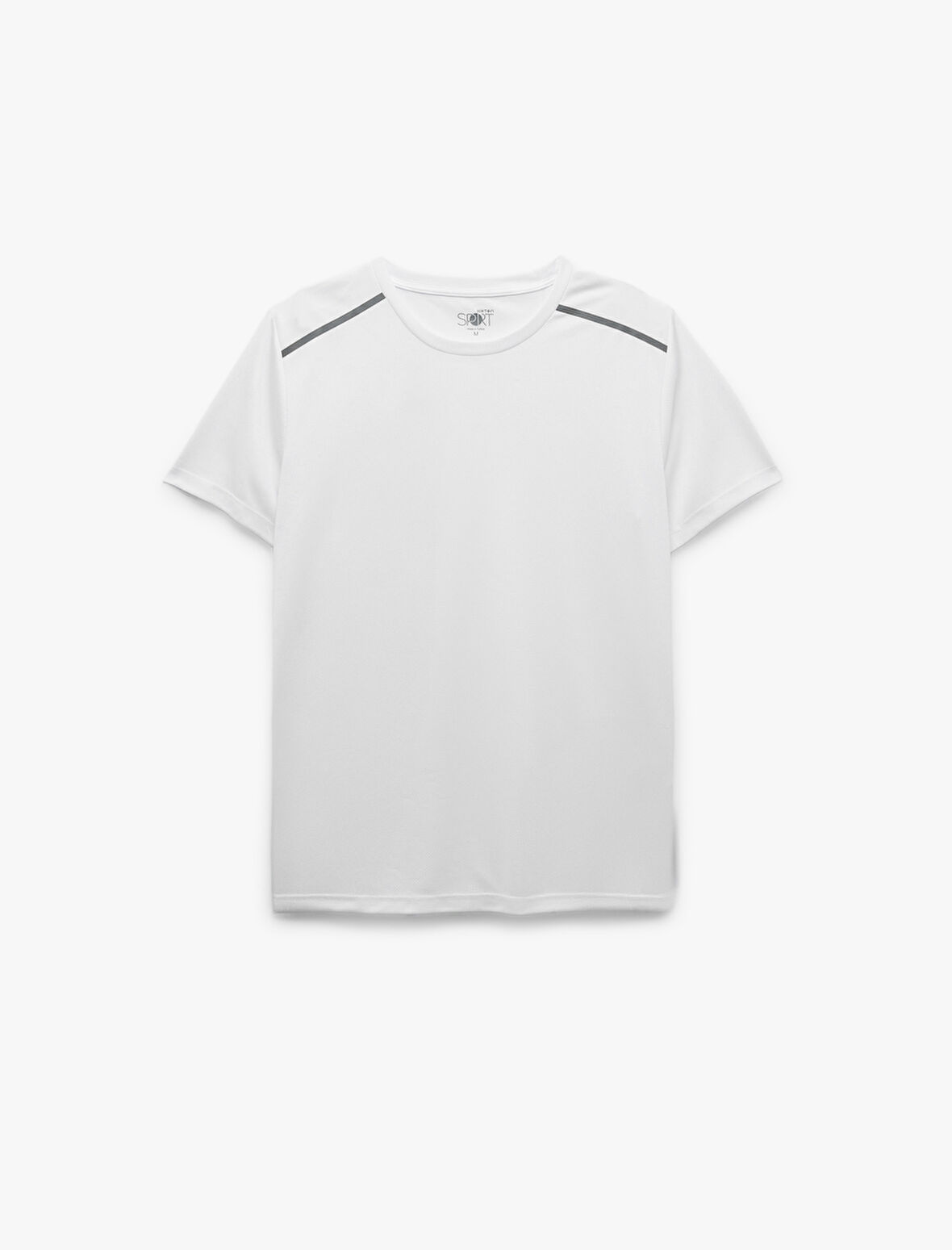 Kısa Kollu Regular Fit Çizgi Detaylı Bisiklet Yaka Spor Tişört