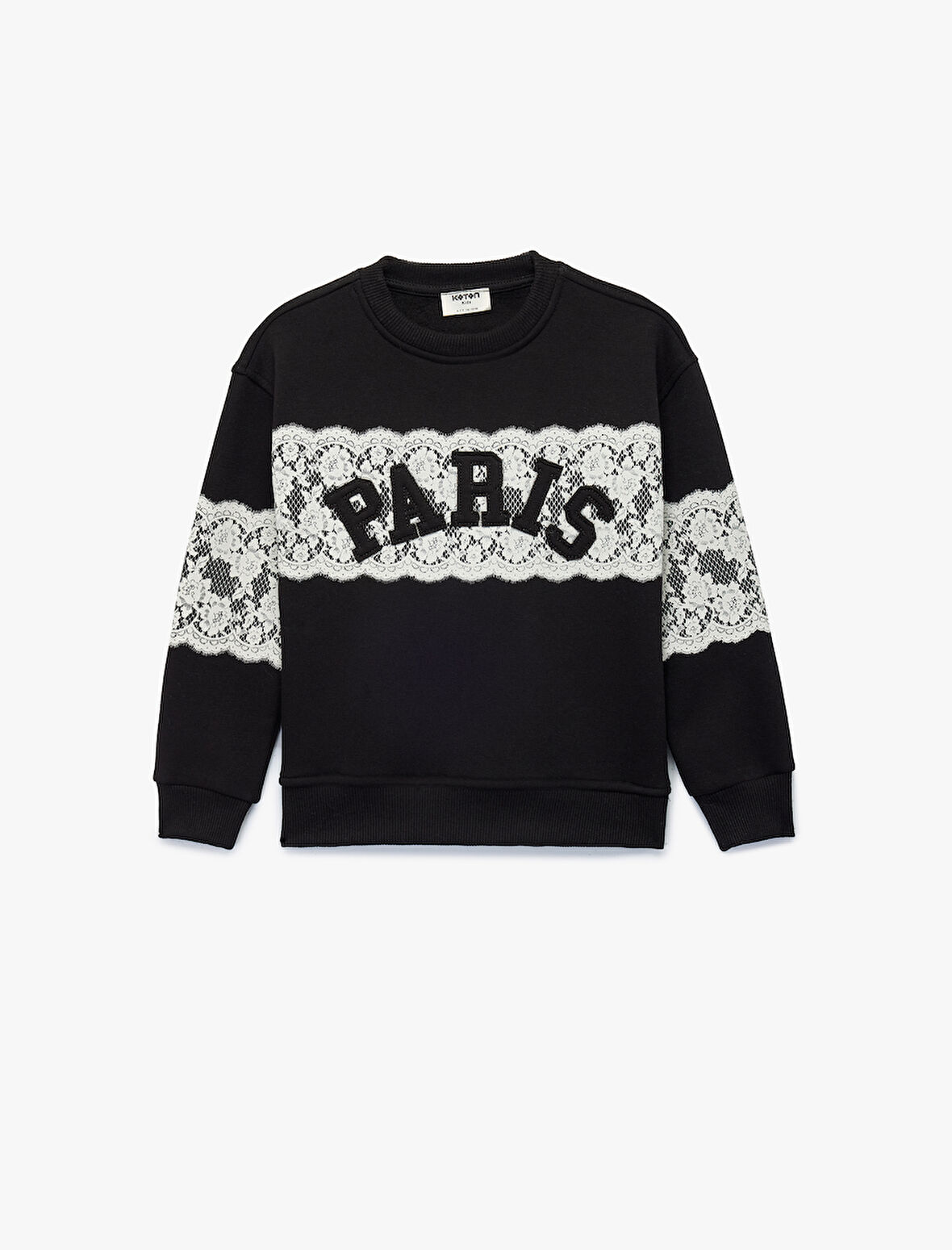 Uzun Kollu Bisiklet Yaka İşlemeli Sweatshirt