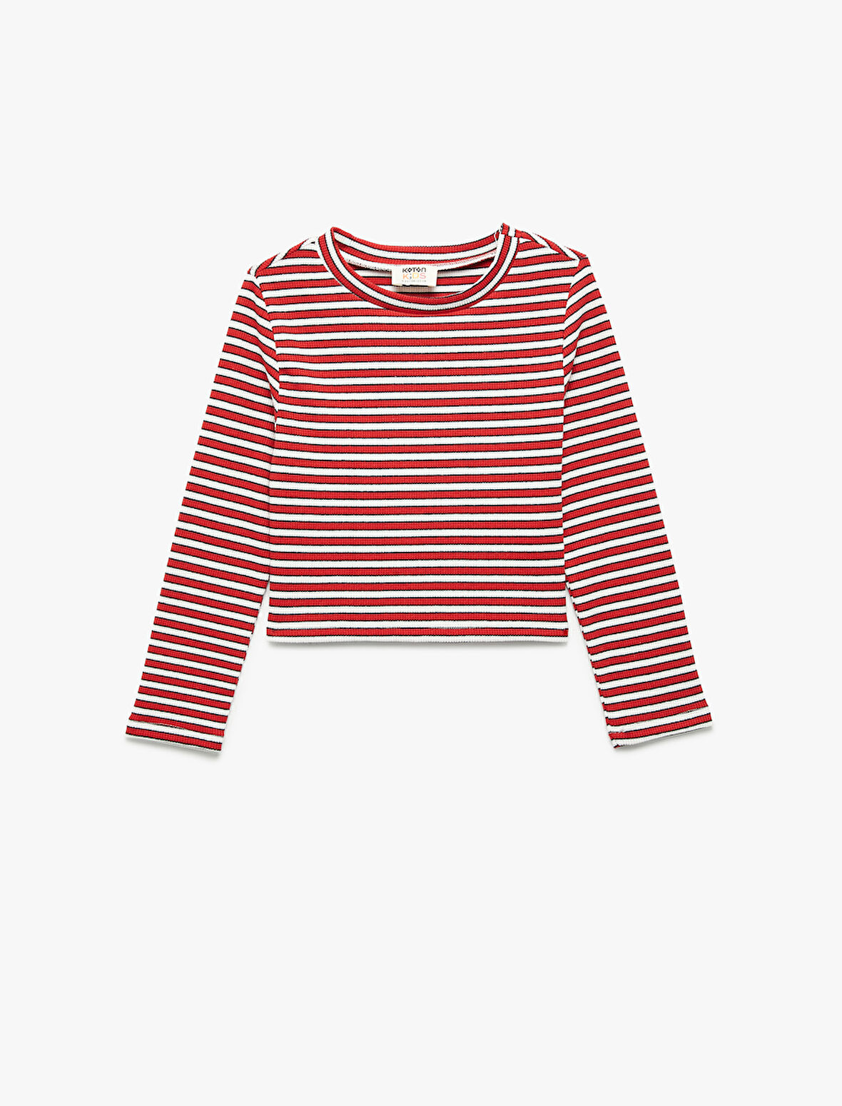 Uzun Kollu Bisiklet Yaka Ribanalı Çizgili Tişört