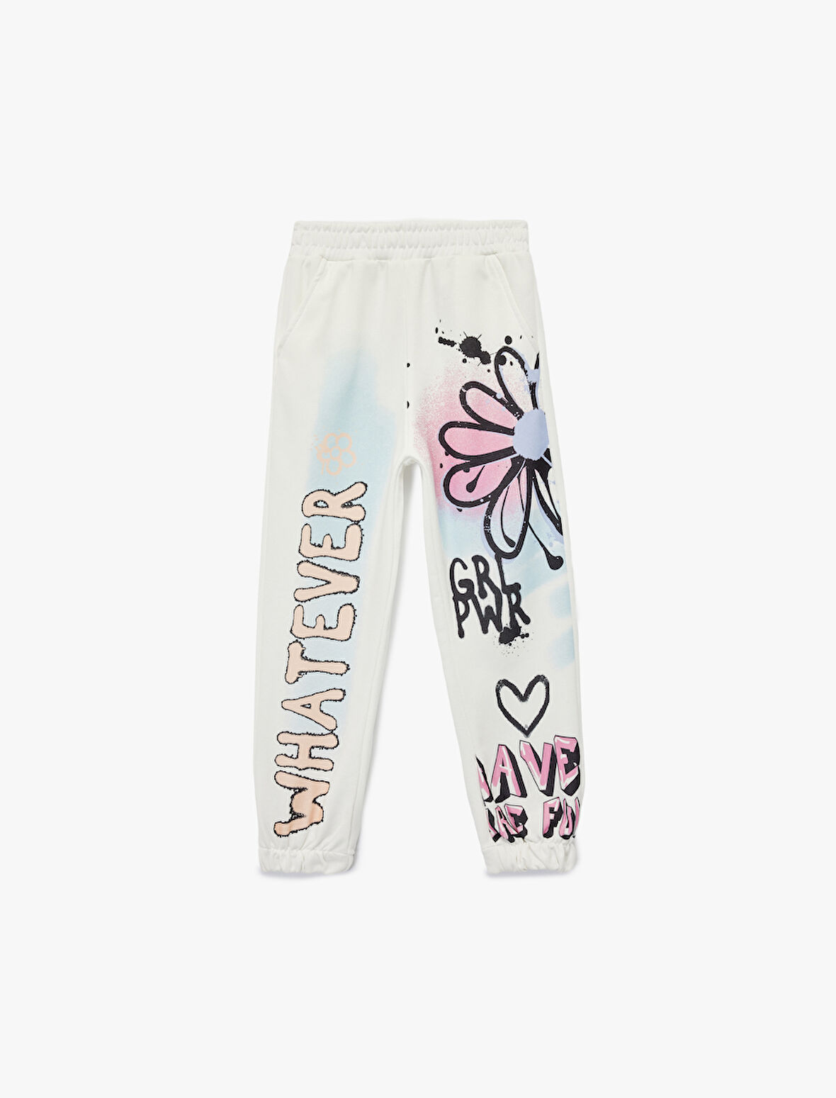 Şardonlu Beli Lastikli Baskılı Jogger Eşofman Altı