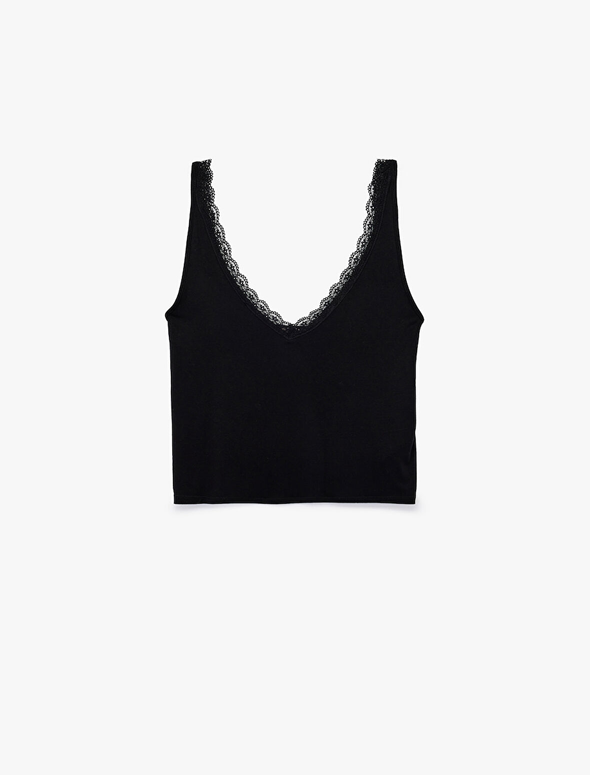 Dantel Detaylı Kalın Askılı V Yaka Pijama Üstü