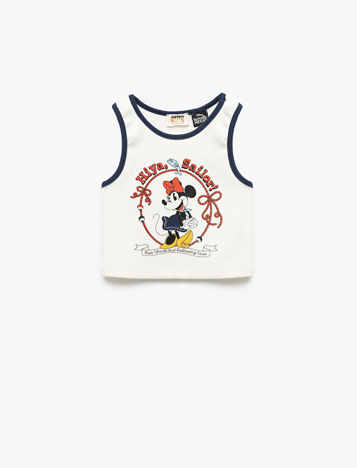 Minnie Mouse Lisanslı Baskılı Kaşkorse Kolsuz Crop Atlet