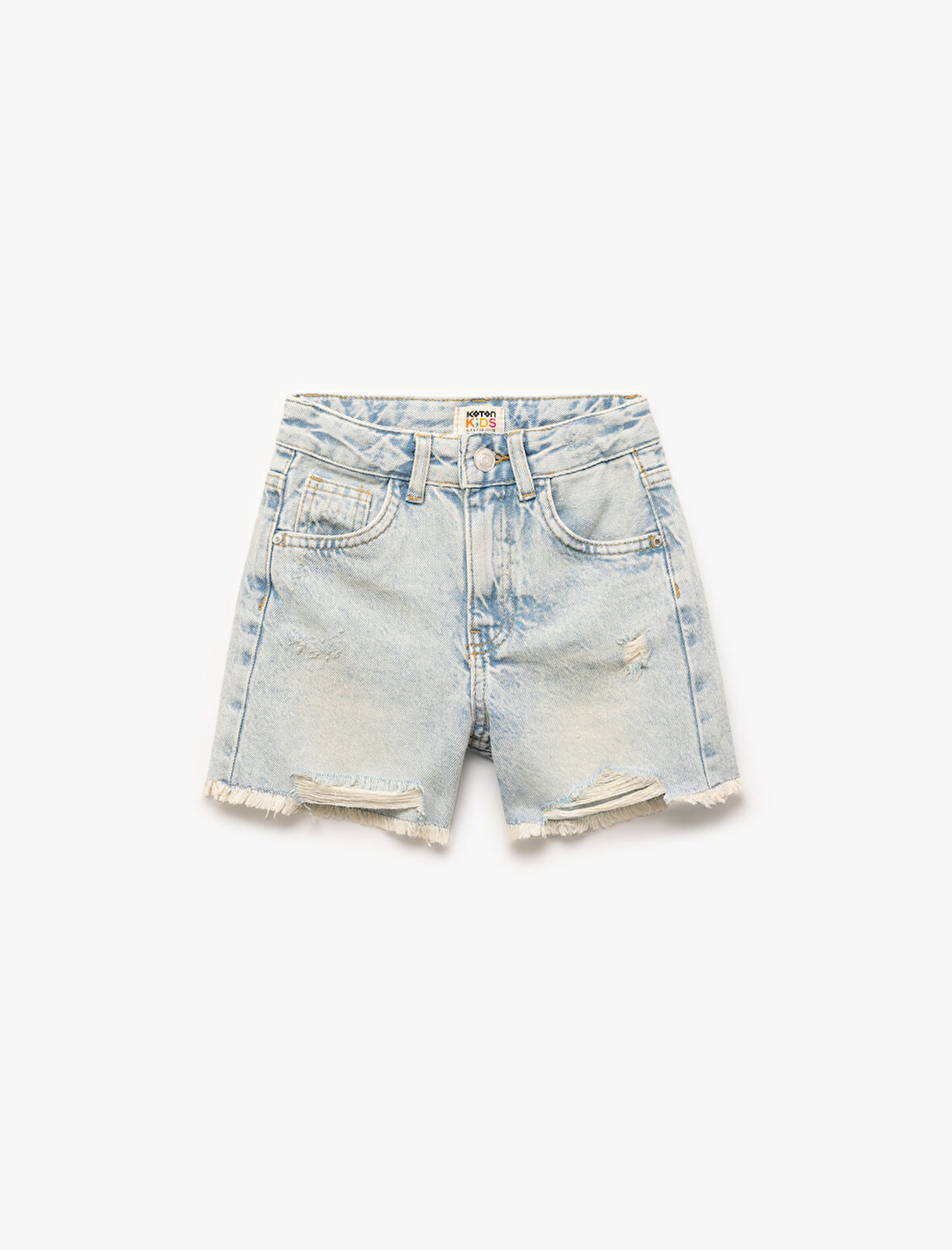 Pamuklu Bol Kalıp Saçaklı Paça Denim Şort