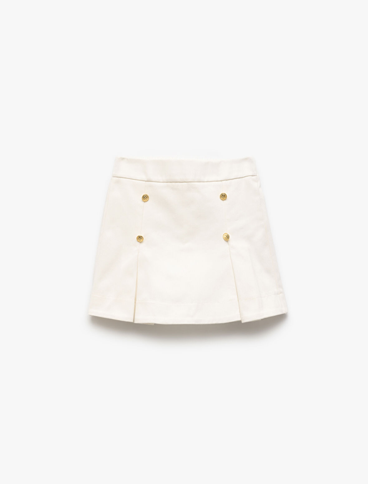 Gabardin Pamuklu Düğme Detaylı Yırtmaçlı Mini Şort Etek
