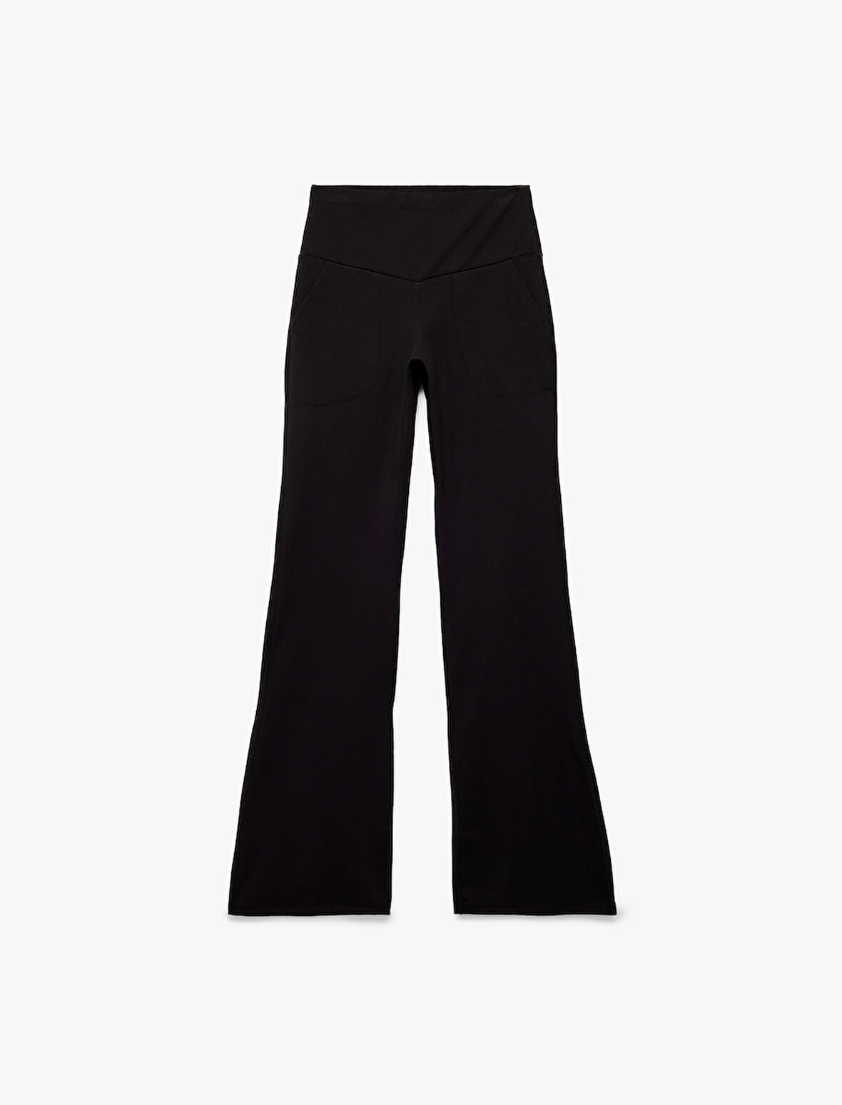 Yüksek Bel Slim Fit Cep Detaylı İspanyol Paça Spor Tayt