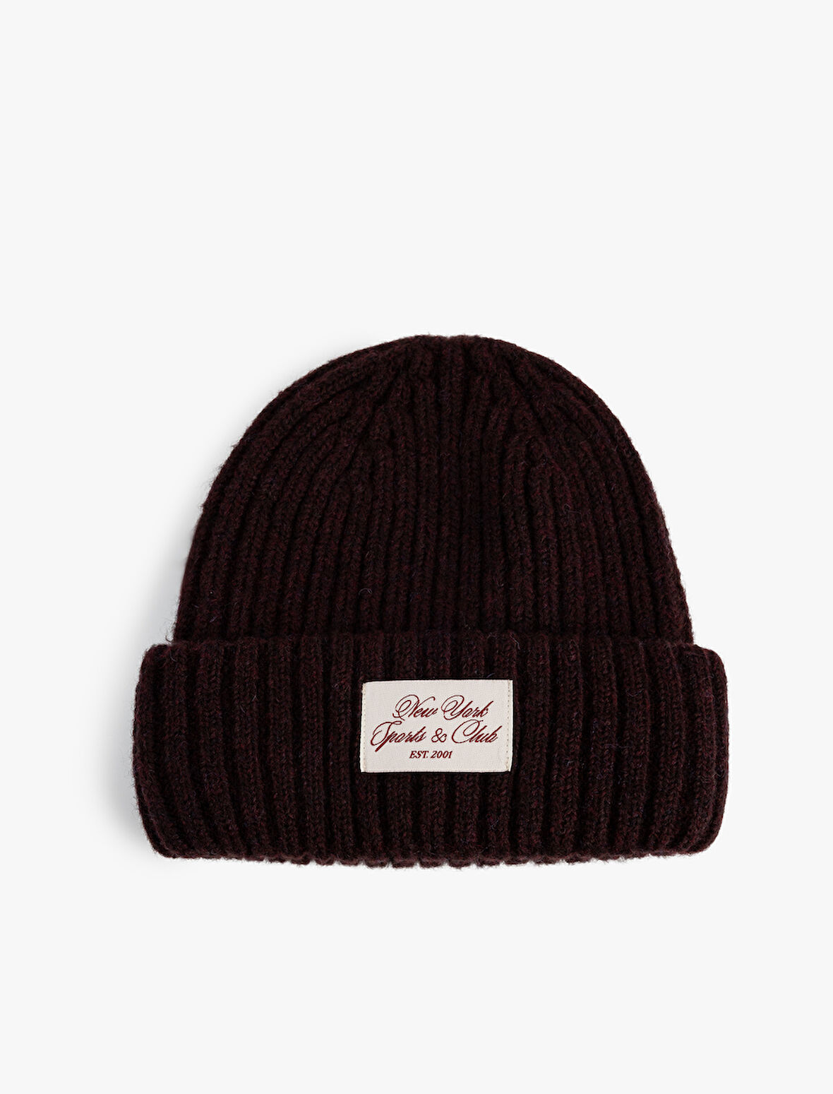 Lastikli Örgü Bere Kenarları Katlı Etiket Detaylı 