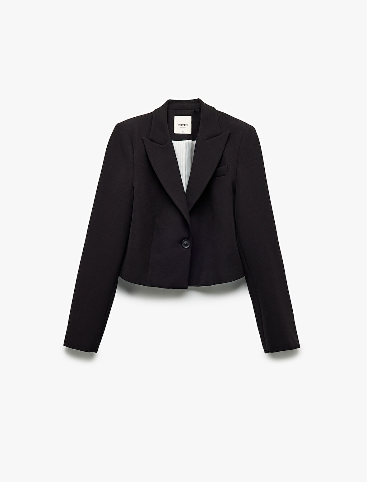 Kruvaze Yaka Uzun Kollu Crop Blazer Ceket