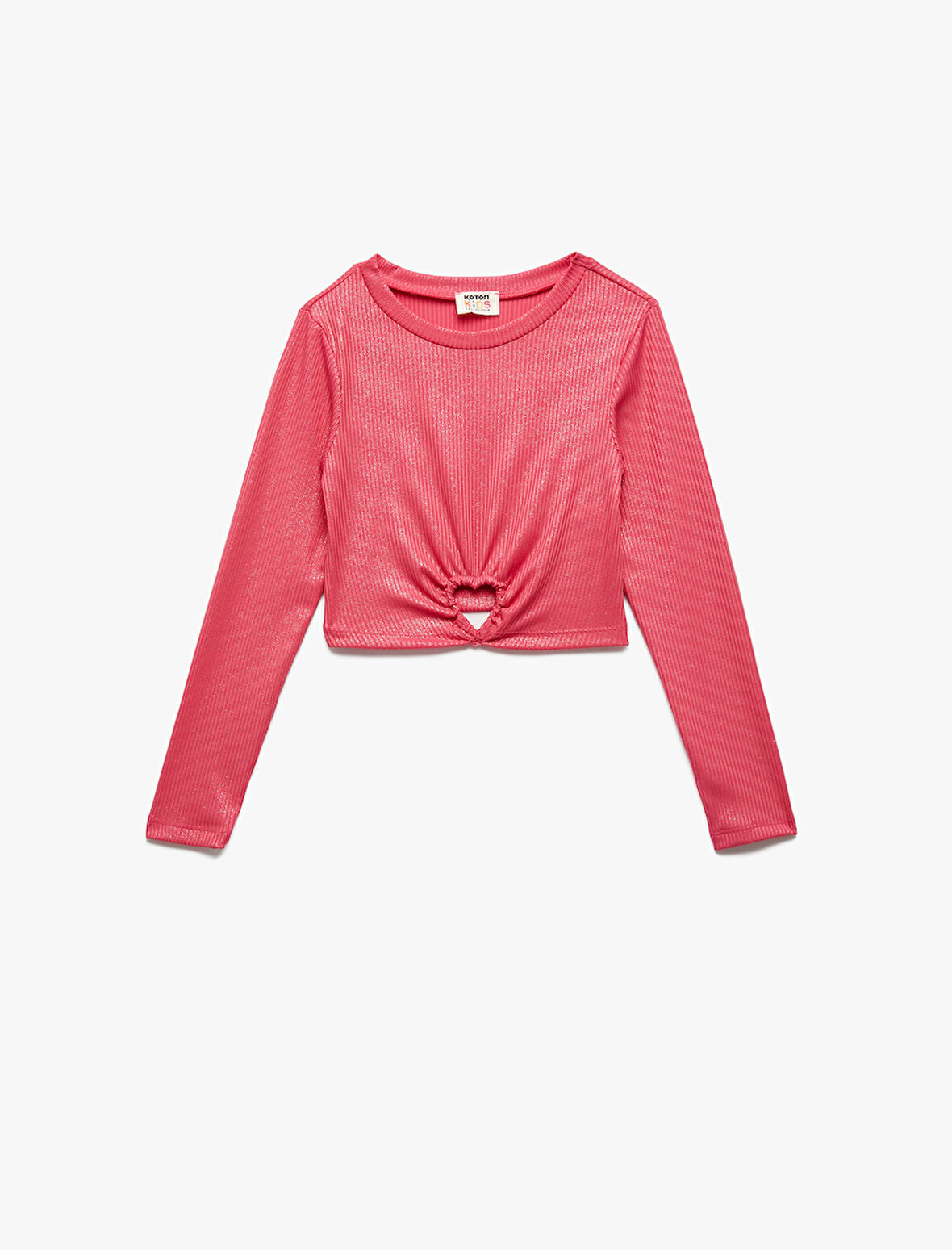 Kalp Pencere Detaylı Uzun Kollu Bisiklet Yaka Kaşkorse Crop Bluz