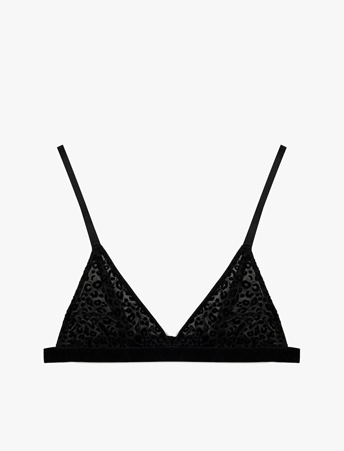 Rahat Kalıp Leopar Dokulu Tül Üçgen Bralet Sütyen