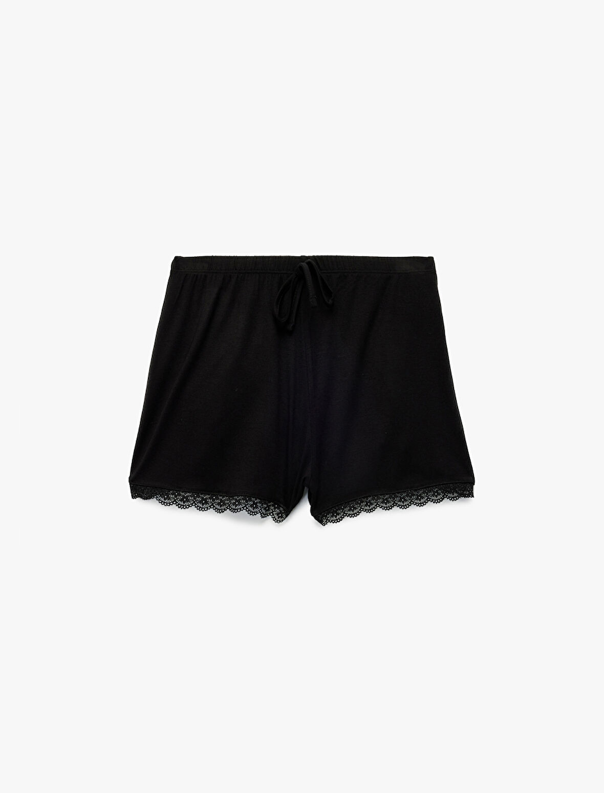 Viskon Kumaş Dantel Detaylı Şort Pijama Altı