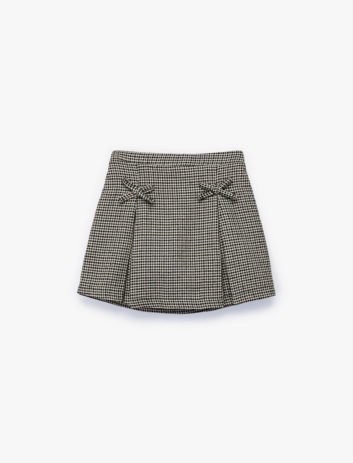 Fiyonk Detaylı Pamuklu A Kesim Ekoseli Etek