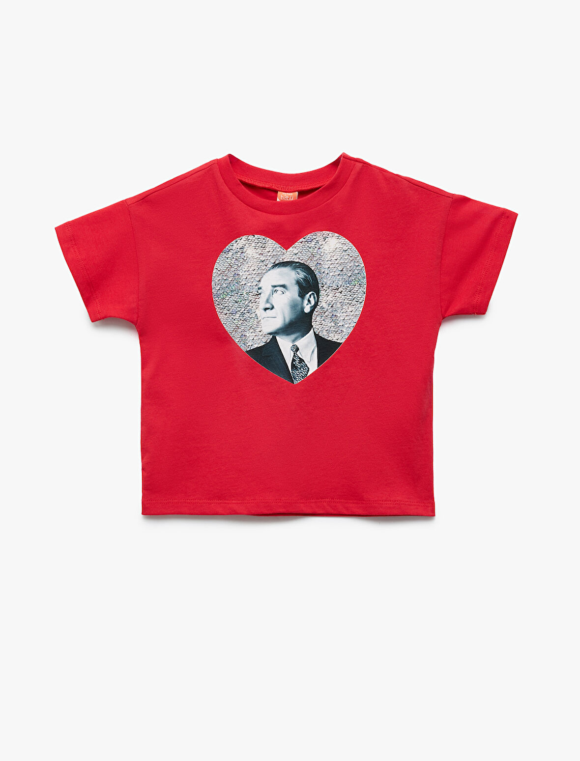Atatürk Baskılı Kısa Kollu Bisiklet Yaka Pamuklu Tişört
