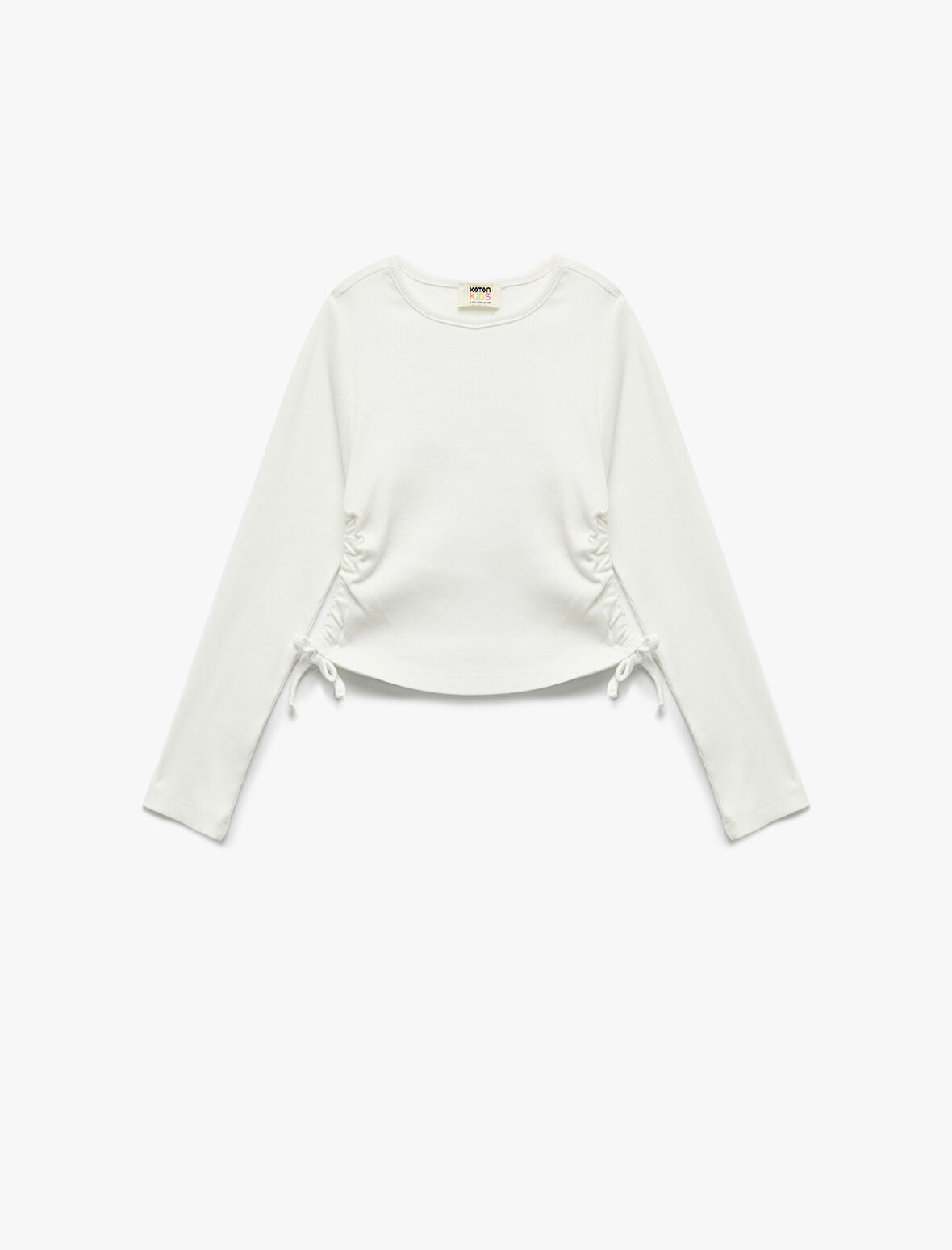 Pamuklu Uzun Kollu Bisiklet Yaka Kaşkorse Crop Tişört