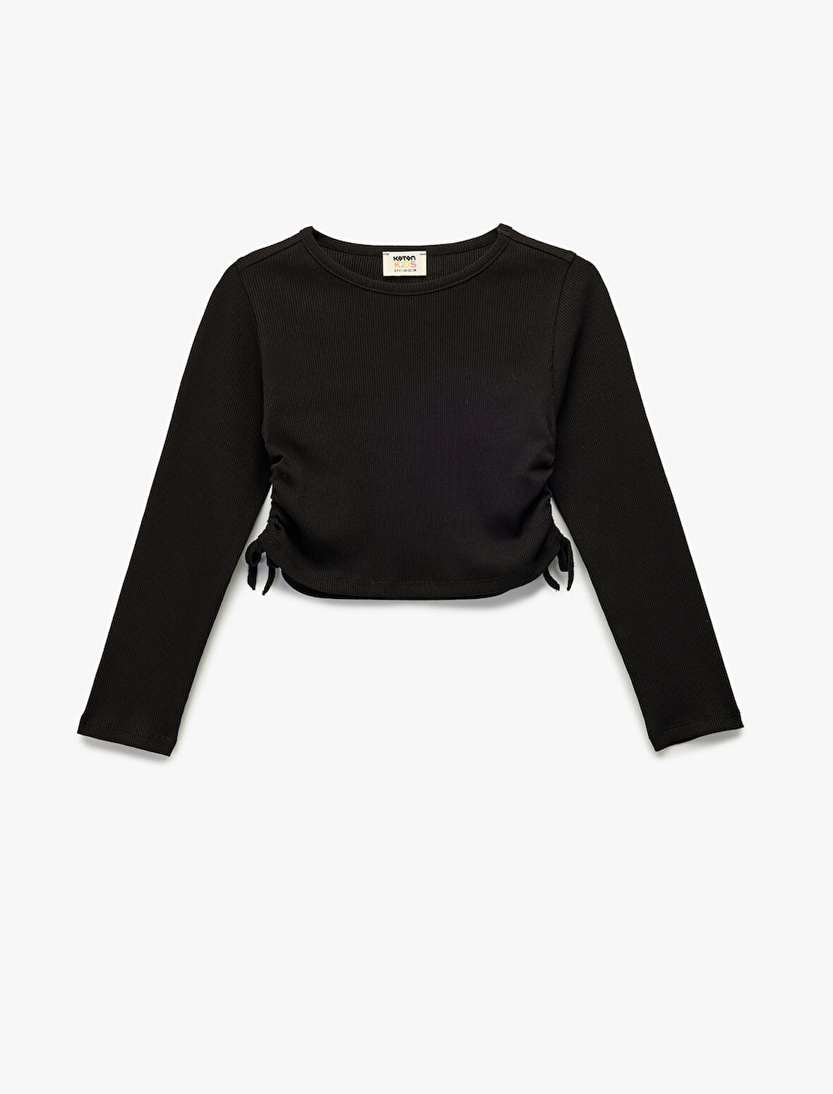 Pamuklu Uzun Kollu Bisiklet Yaka Kaşkorse Crop Tişört