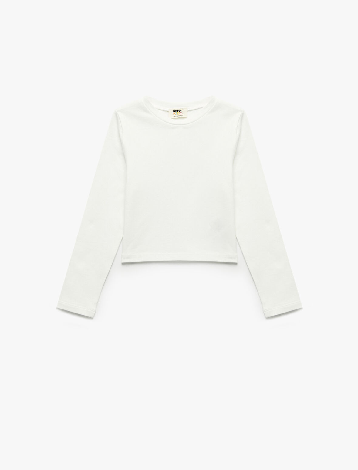 Pamuklu Bisiklet Yaka Uzun Kollu Basic Crop Tişört