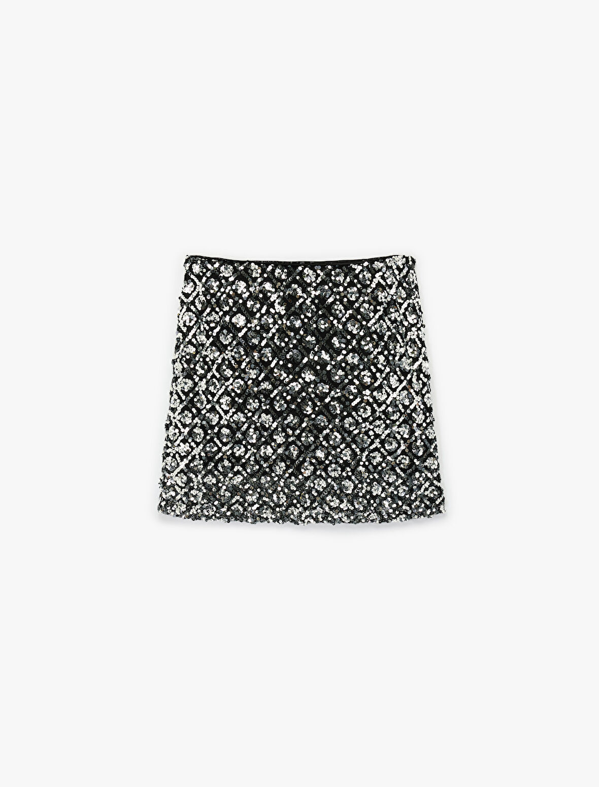 Pullu Payetli Slim Fit Mini A Kesim Abiye Etek