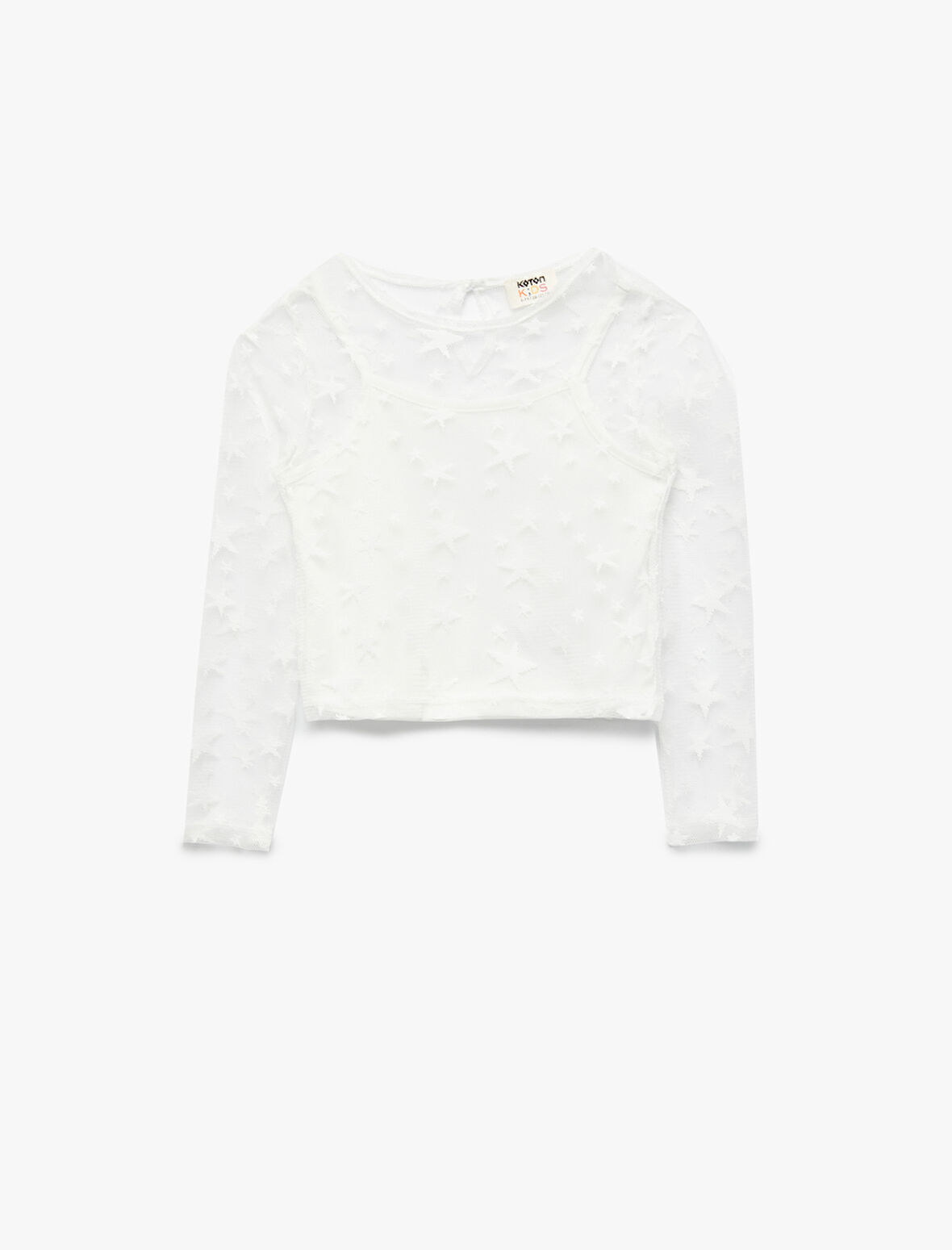 Yıldız Desenli Uzun Kollu Bisiklet Yaka Bluz