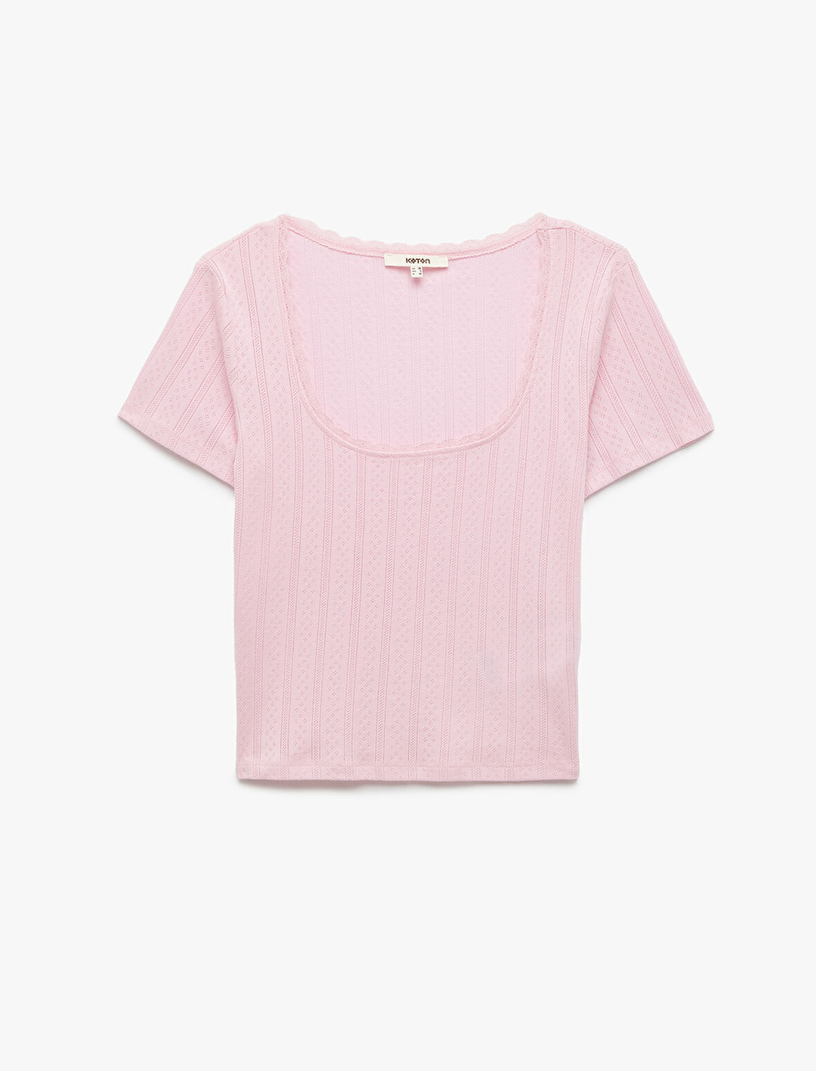 Slim Fit Pamuklu Derin U Yaka Kısa Kollu Tişört