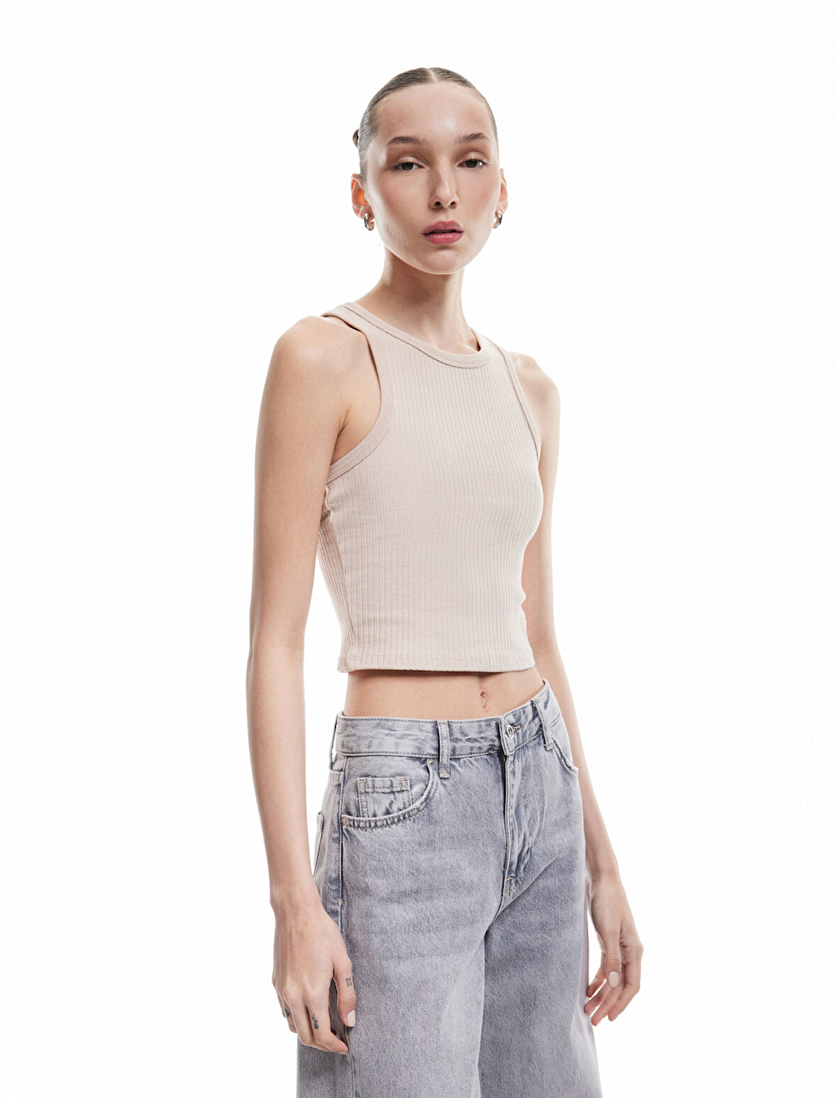 Kolsuz Bisiklet Yaka Slim Fit Kaşkorse Basic Atlet