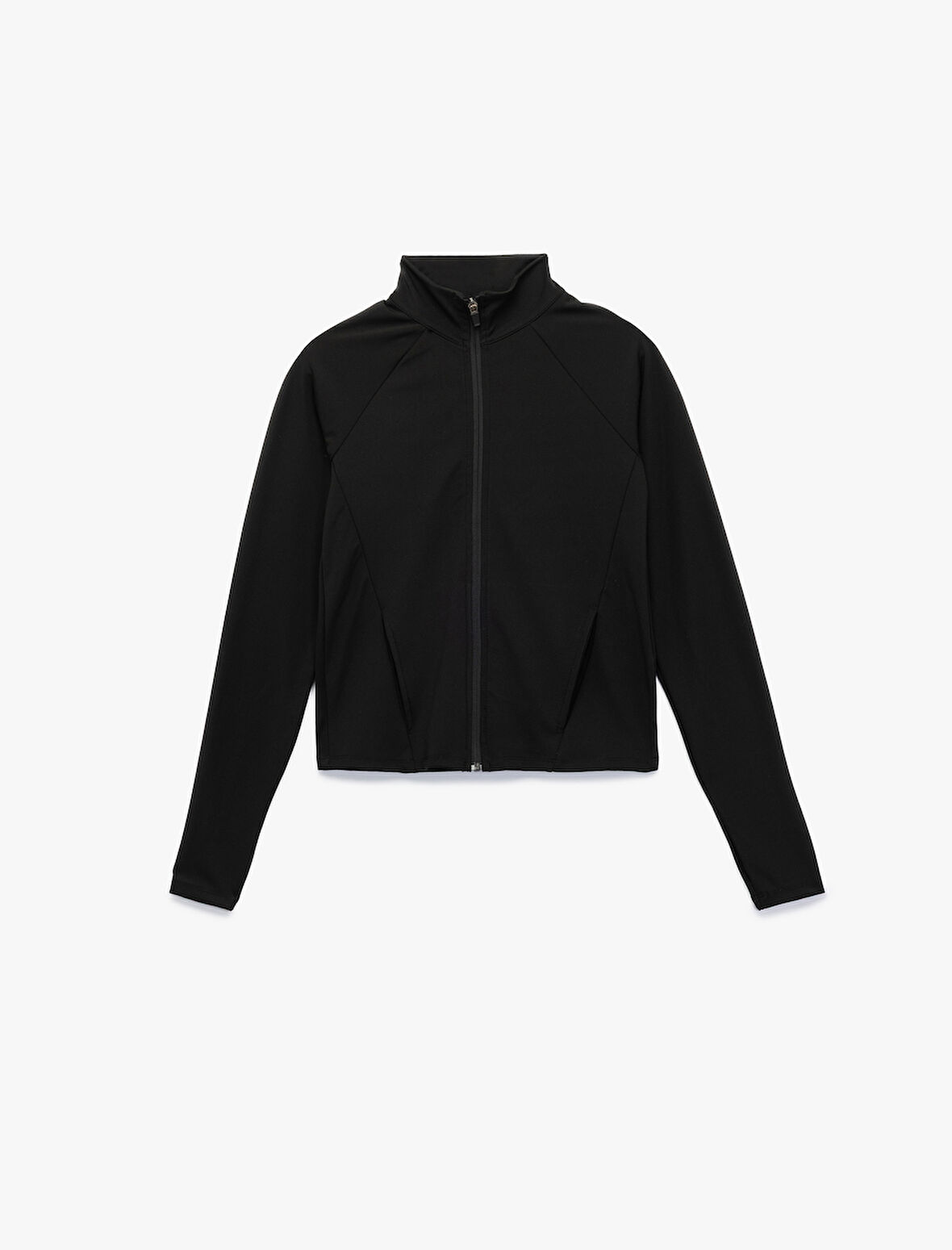 Slim Fit Dik Yaka Uzun Kollu Fermuarlı Spor Sweatshirt