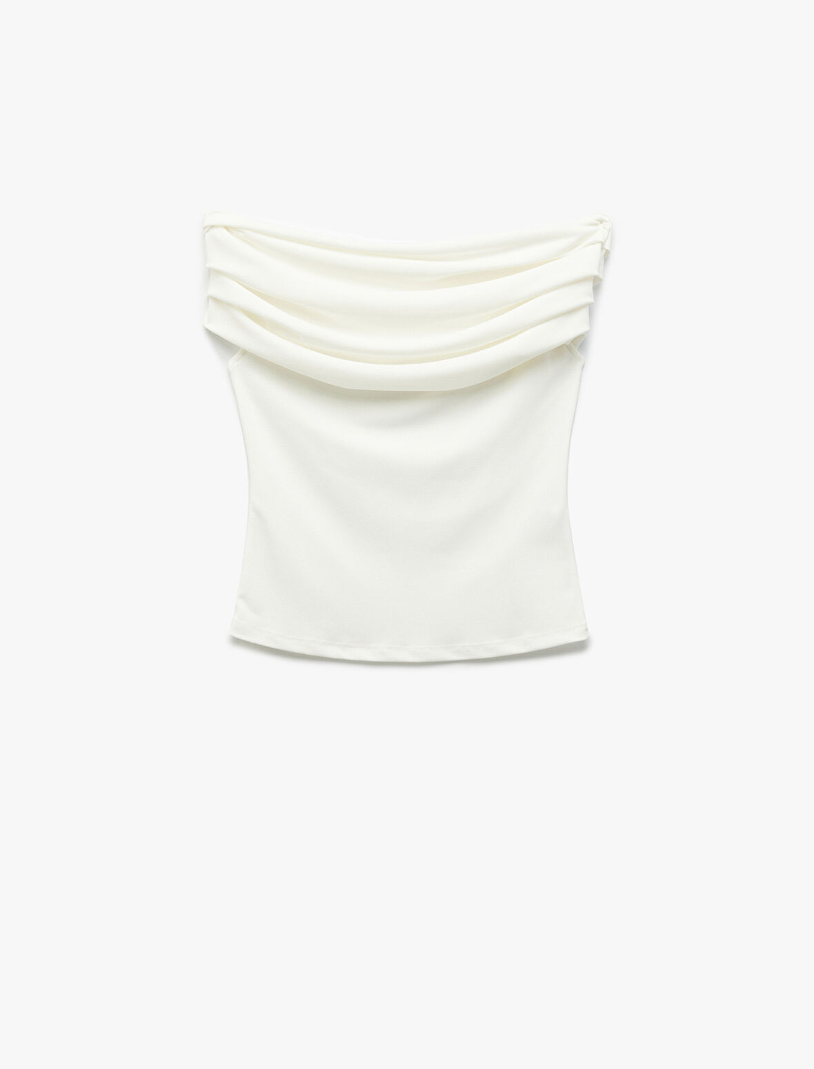 Krep Kumaş Drape Detaylı Straplez Bluz