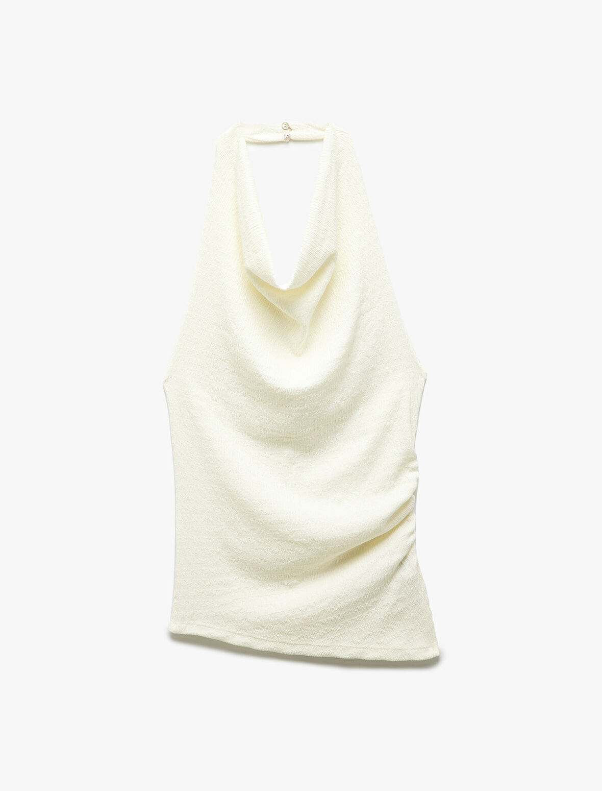 Degaje Yaka Asimetrik Slim Fit Drapeli Kolsuz Bluz