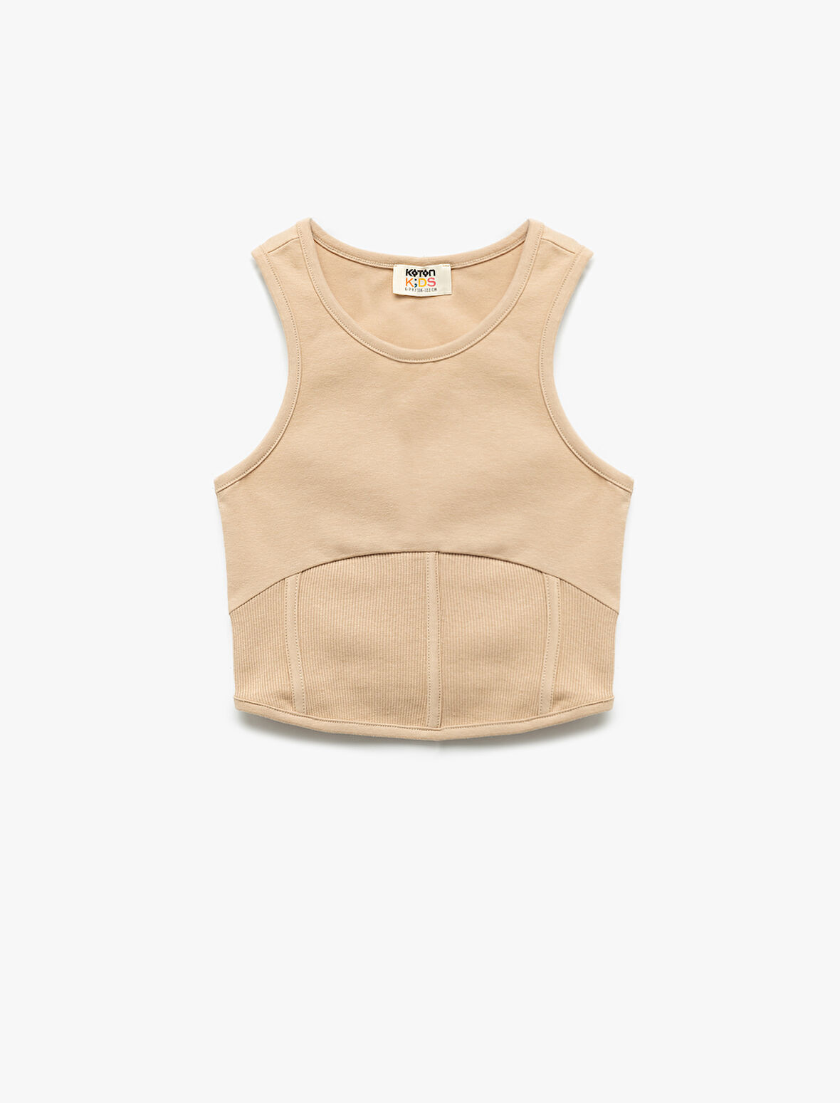 Pamuklu Korse Detaylı Bisiklet Yaka Kolsuz Crop Atlet