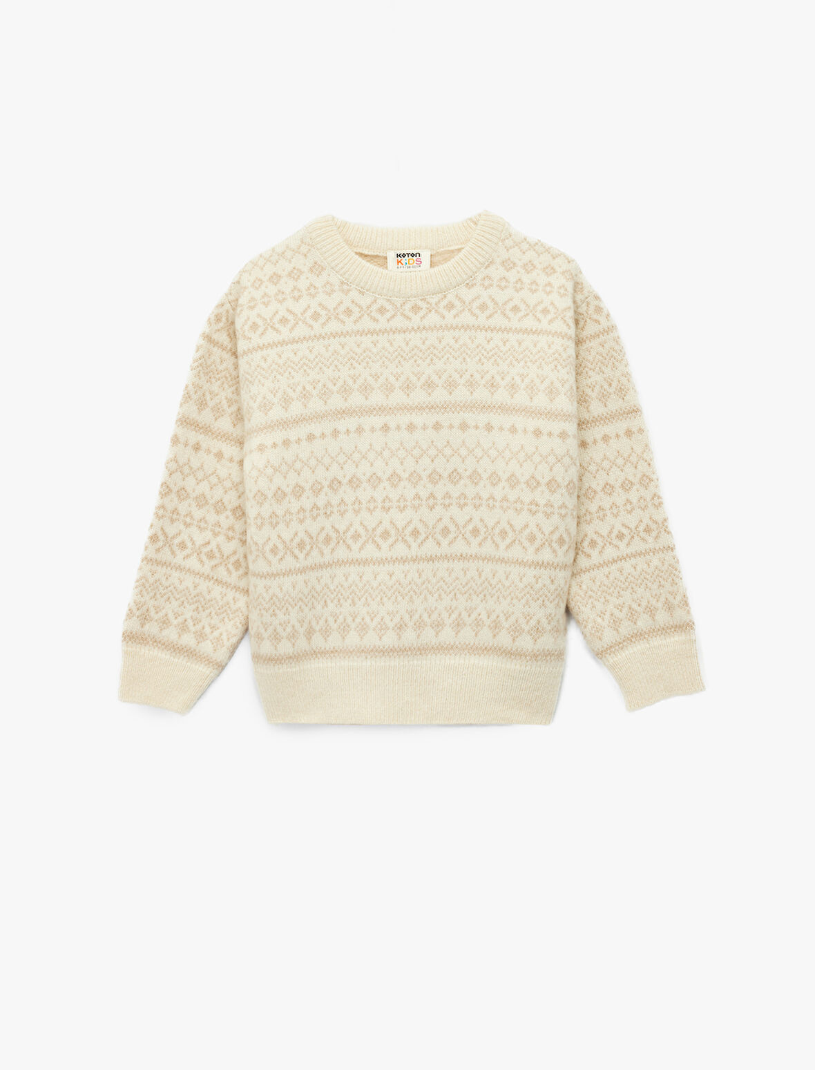 Uzun Kollu Bisiklet Yaka Desenli Triko Kazak