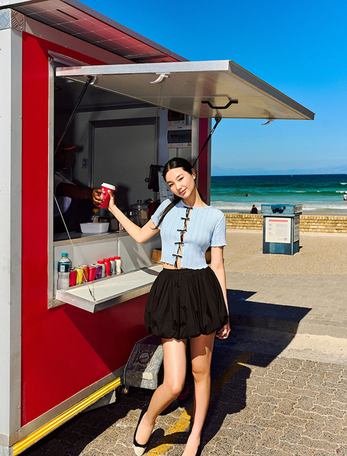 Pamuklu Beli Lastikli Oversize Balon Mini Etek