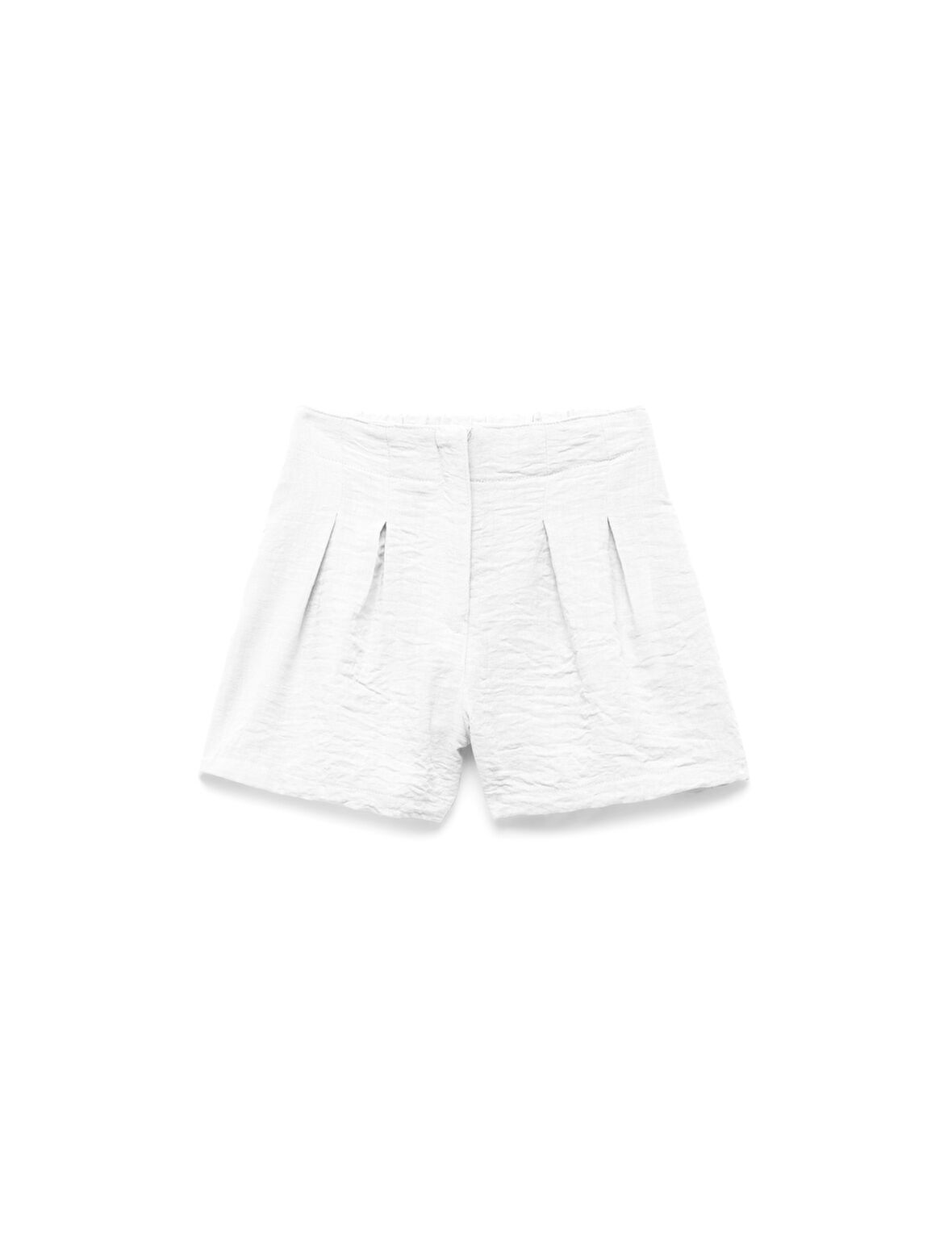 Pile Detaylı Beli Lastikli Dokulu Mini Şort