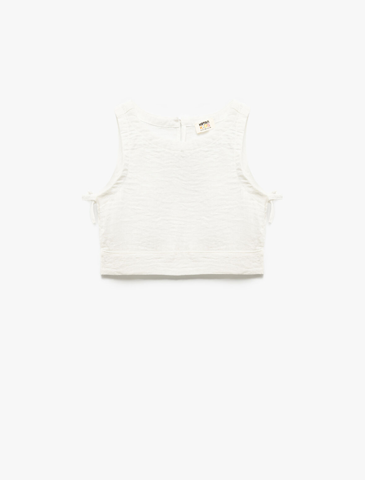 Bisiklet Yaka Dokulu Kolsuz Crop Bluz