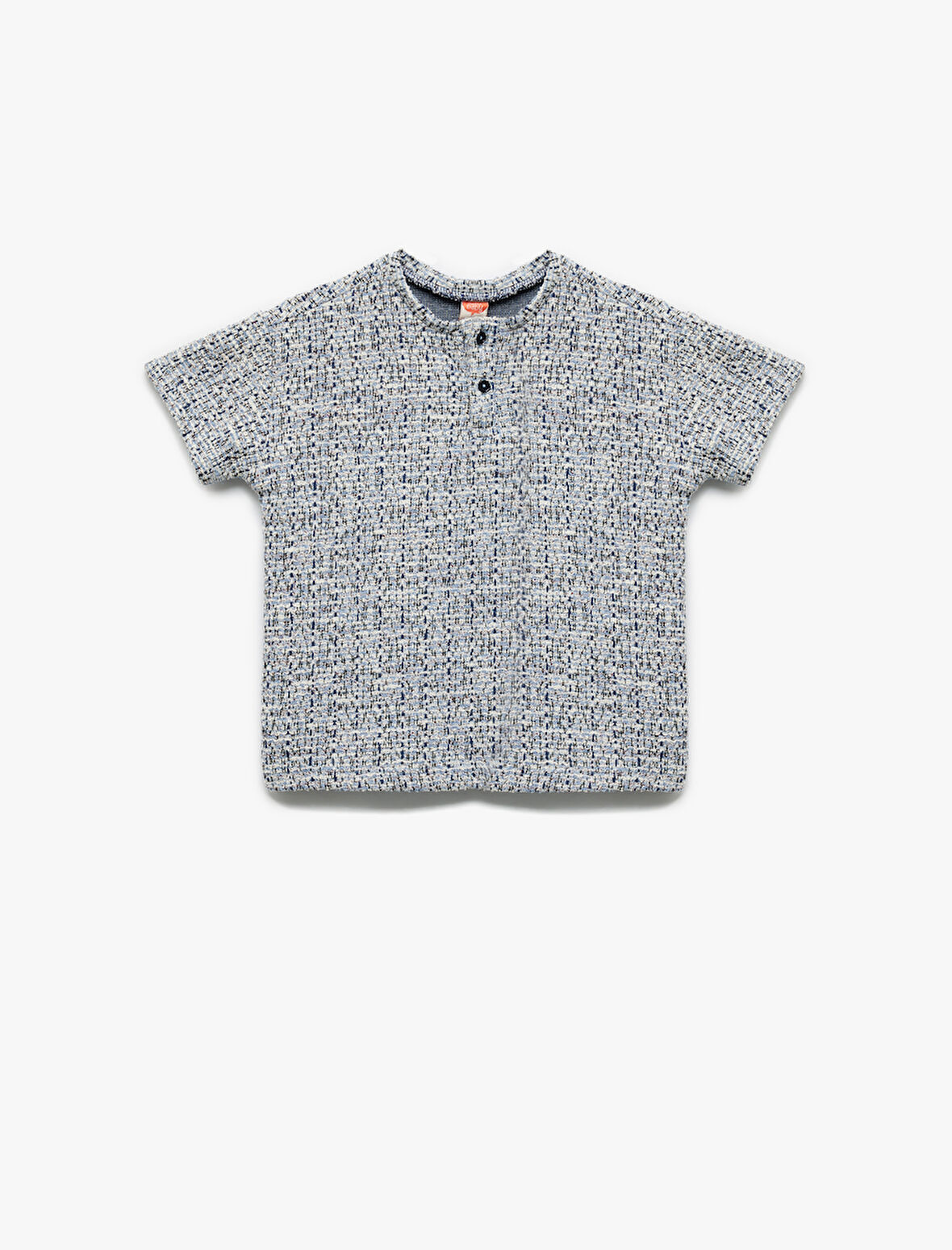 Düğme Detaylı Kısa Kollu Bisiklet Yaka Örme Tişört