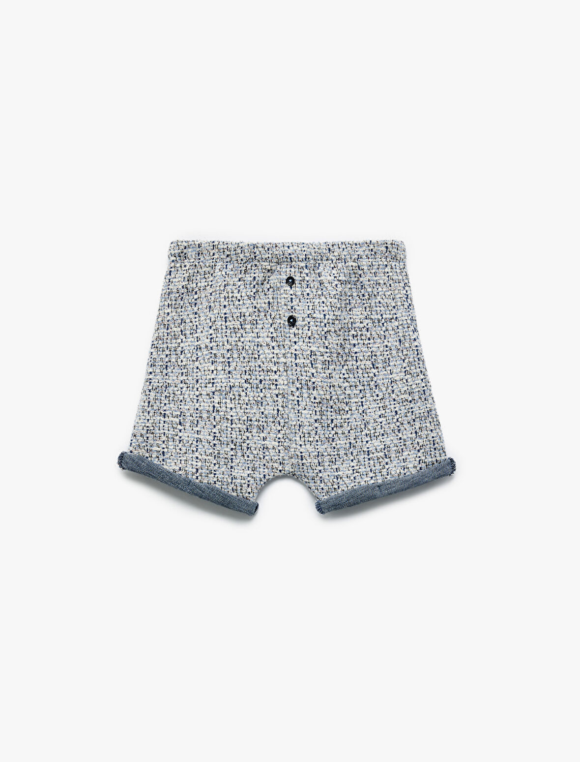 Düğme Detaylı Beli Lastikli Örme Şort