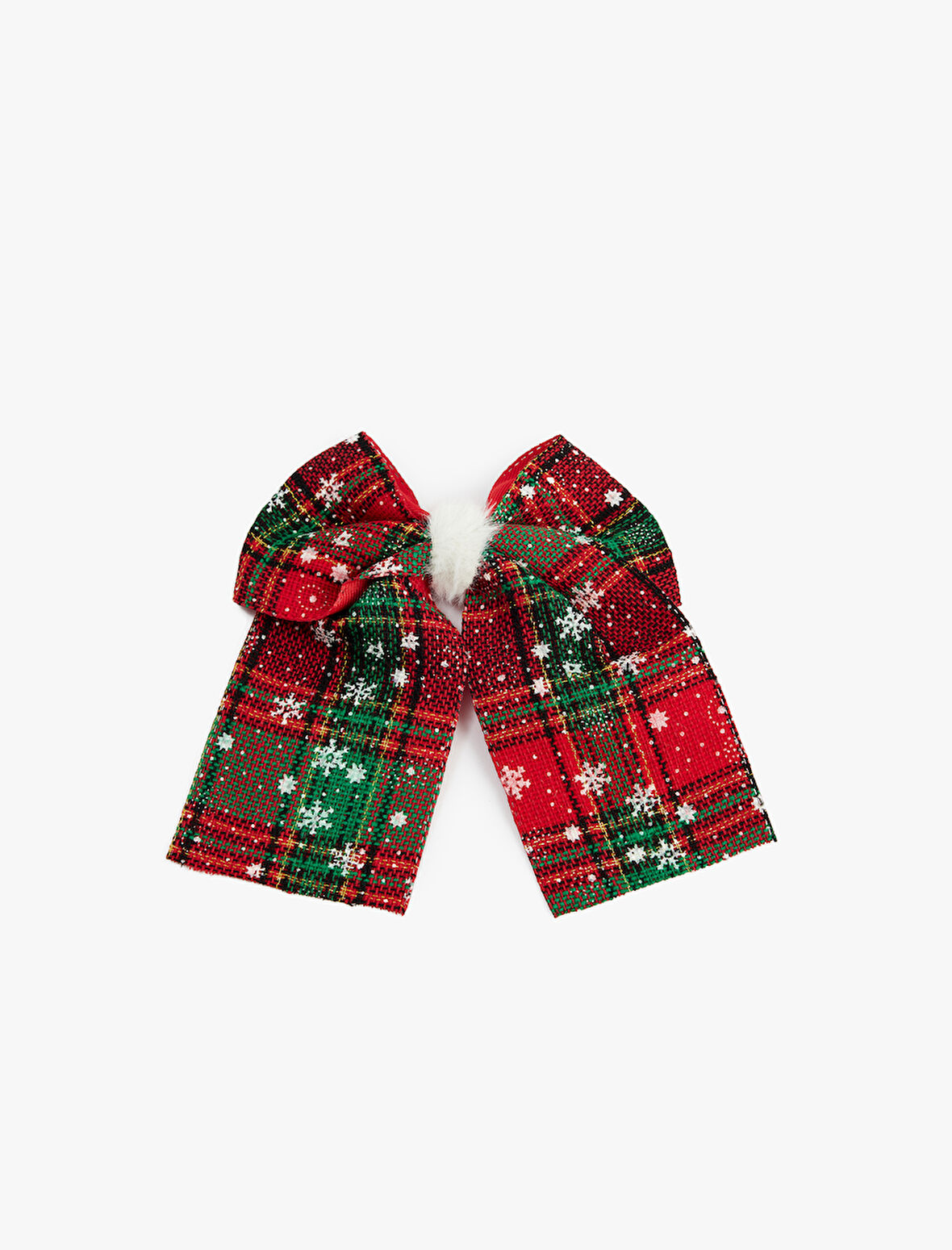 Ekoseli Fiyonklu Kar Desenli Yılbaşı Tokası