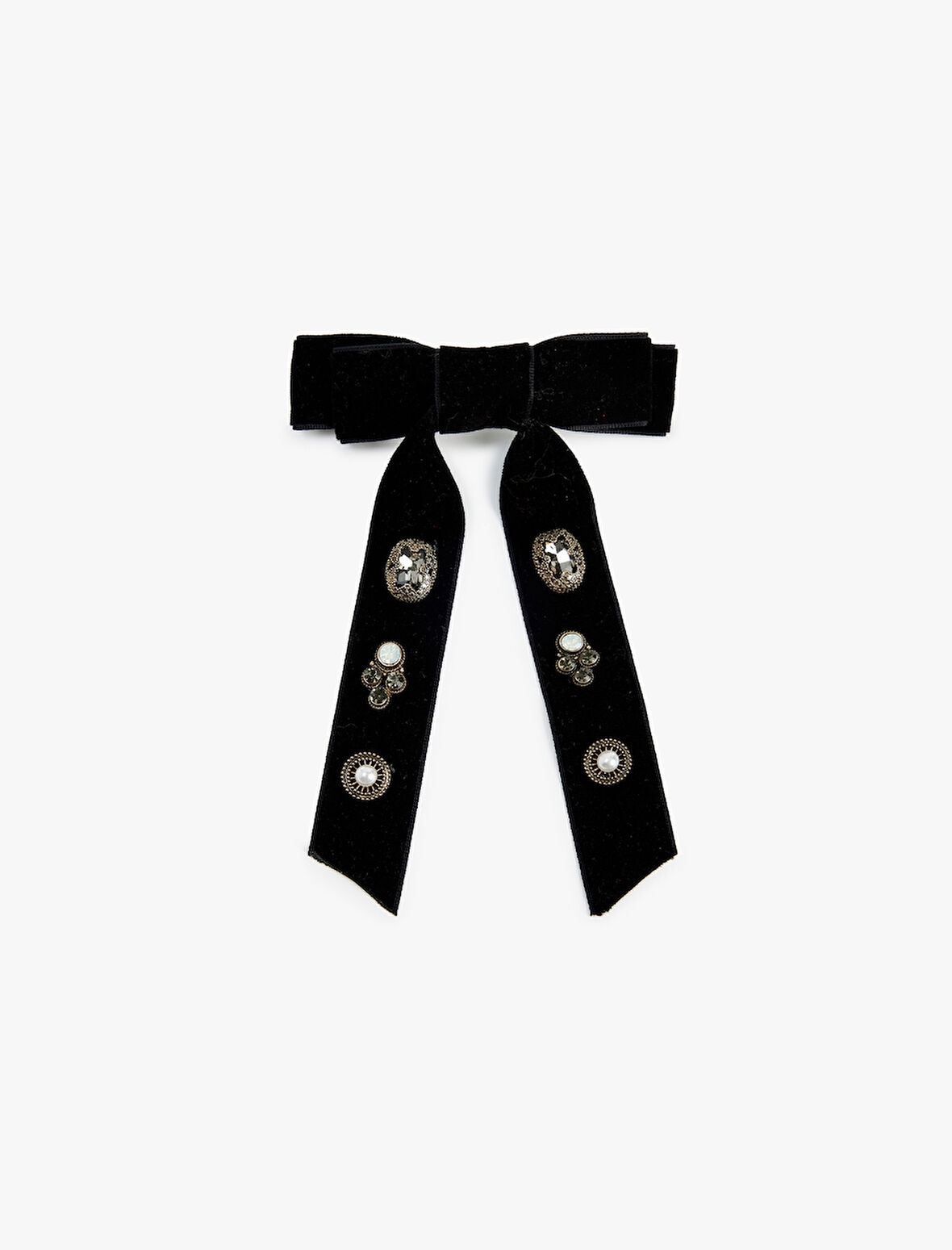 Boncuk Detaylı Fiyonklu Saç Tokası