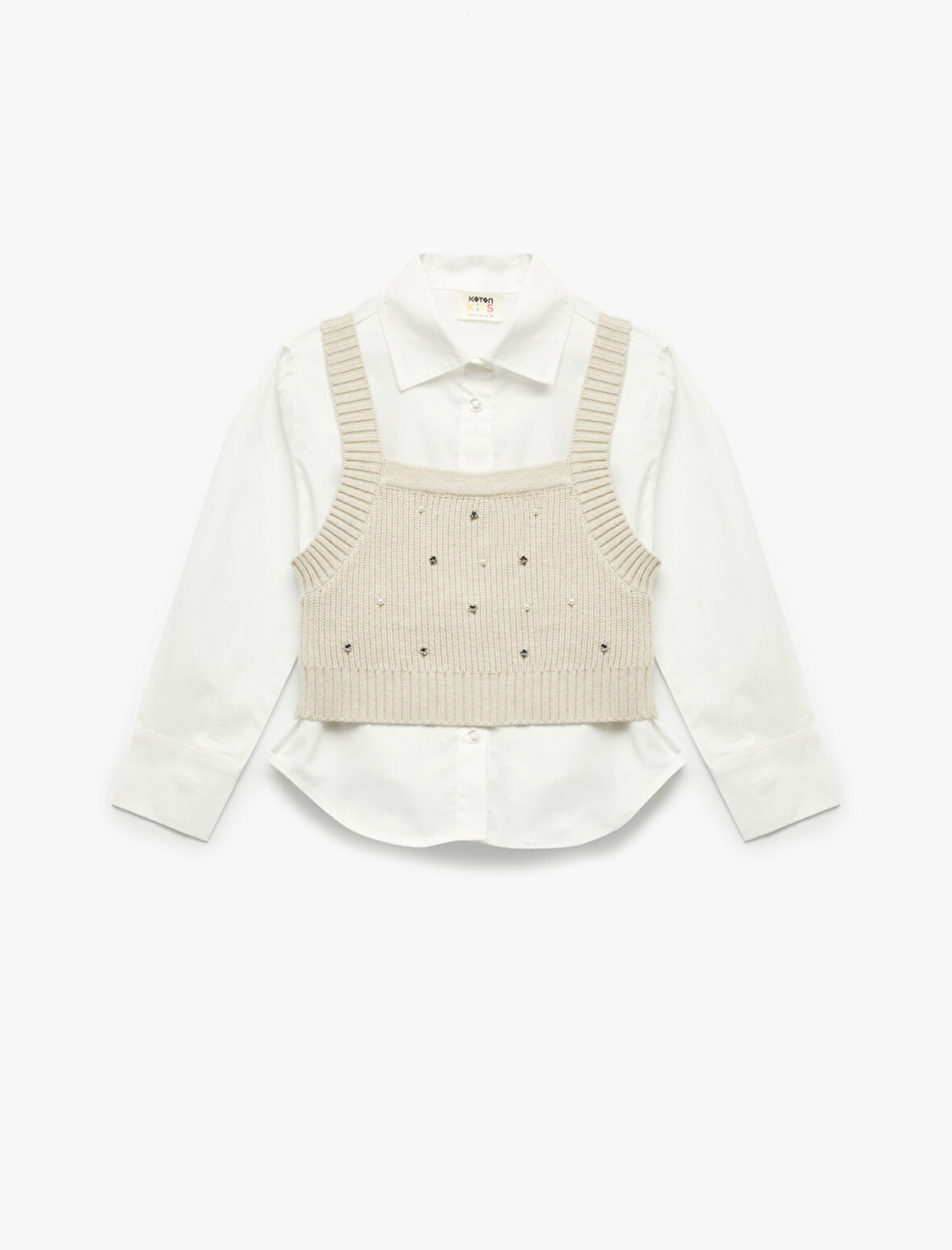 Süveter Detaylı Uzun Kollu Pamuklu Gömlek