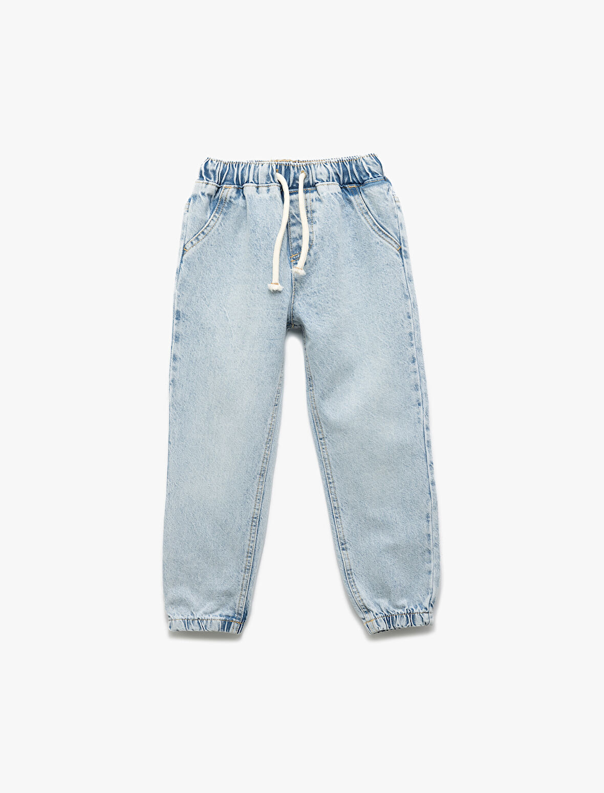 Beli Bağcıklı Cepli Pamuklu Denim Jogger Pantolon
