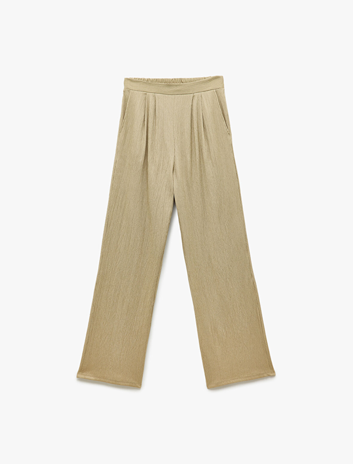 Regular Fit Cepli Pile Detaylı Geniş Paça Kumaş Pantolon