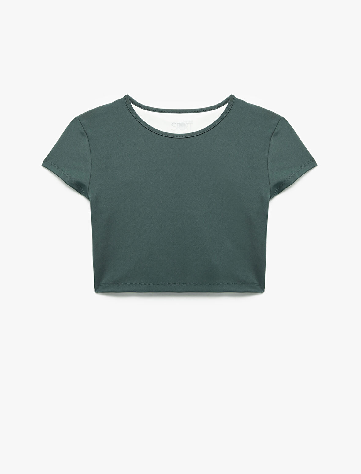 Kısa Kollu Bisiklet Yaka Crop Basic Spor Tişört